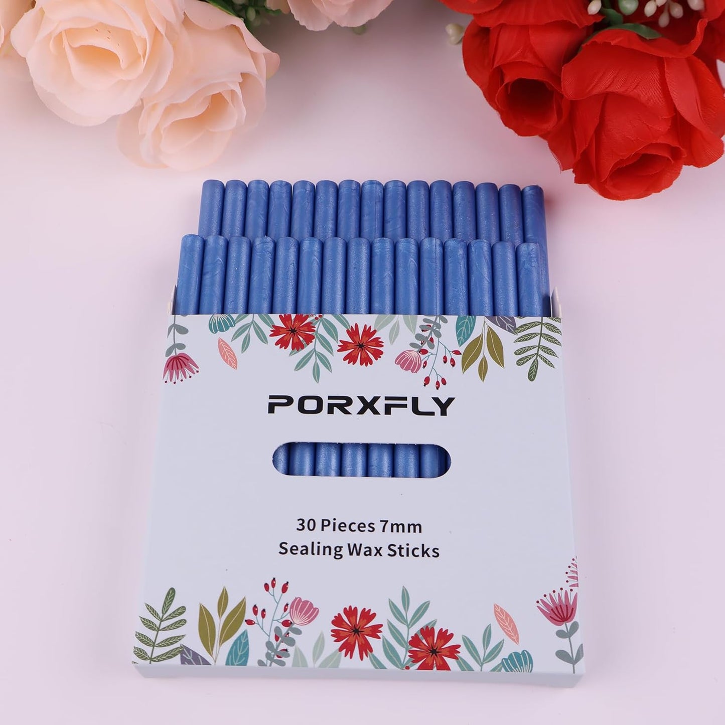 30 Pieces 7mm Sealing Wax Sticks for Glue Gun,PORXFLY Mini Wax Seal Sticks Great for Seals Stamp,Cards Envelopes,Wedding Invitations,Gift Wrapping,Wine Packages (Bondi Blue)