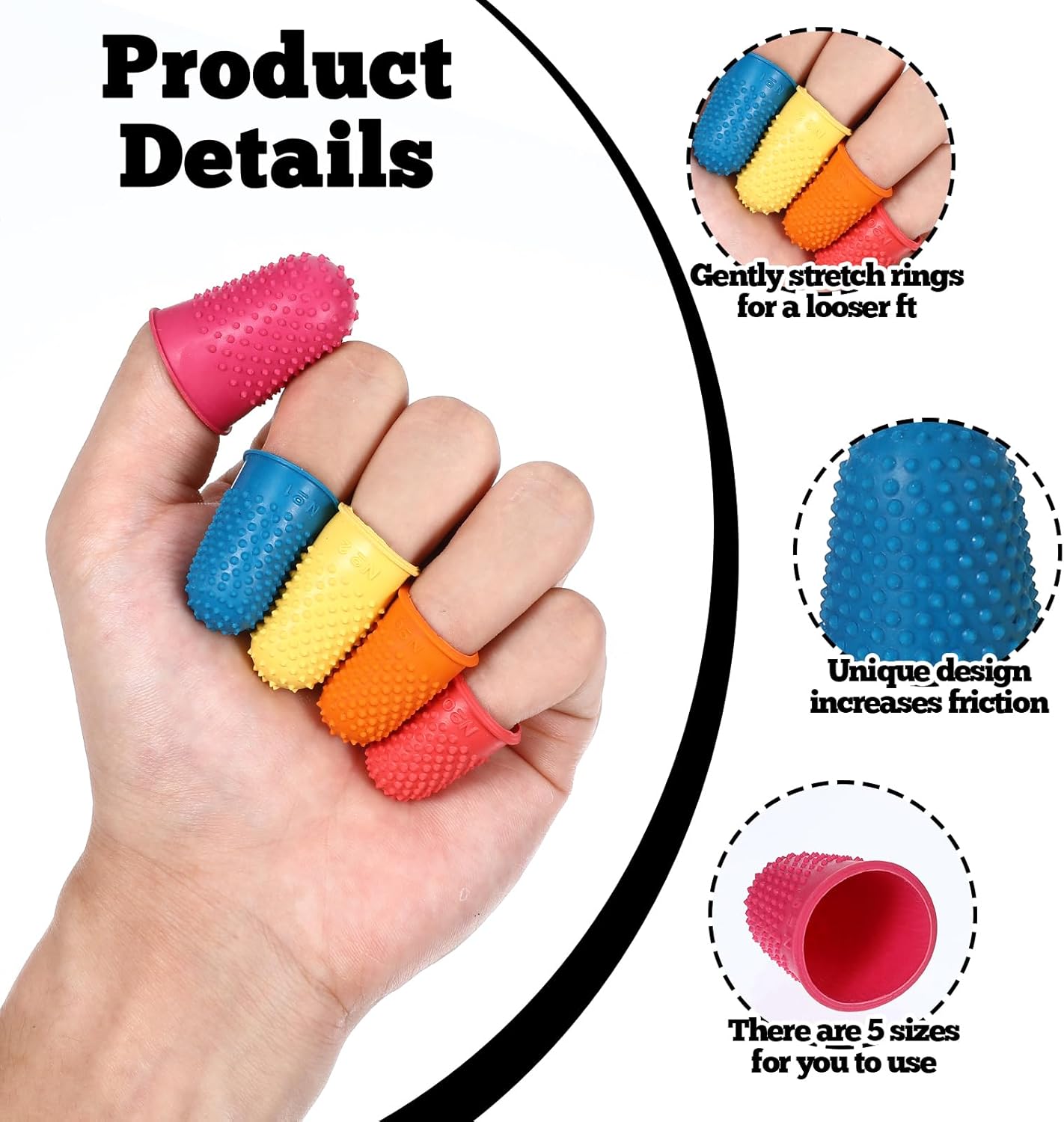 25 PCS Silicone Finger Protectors, Rubber Fingers Tips, Rubber Finger Tips Office, Rubbers Thimbles for Knitting, Sewing and oOther Processes