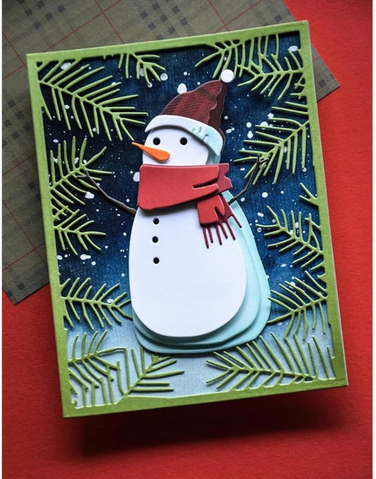 Mvchifay Cutting Dies Happy Birthday Metal Stencils Scrapbooking Tool DIY Emboss Paper Card Making (Coniferous Frame-11x14cm)