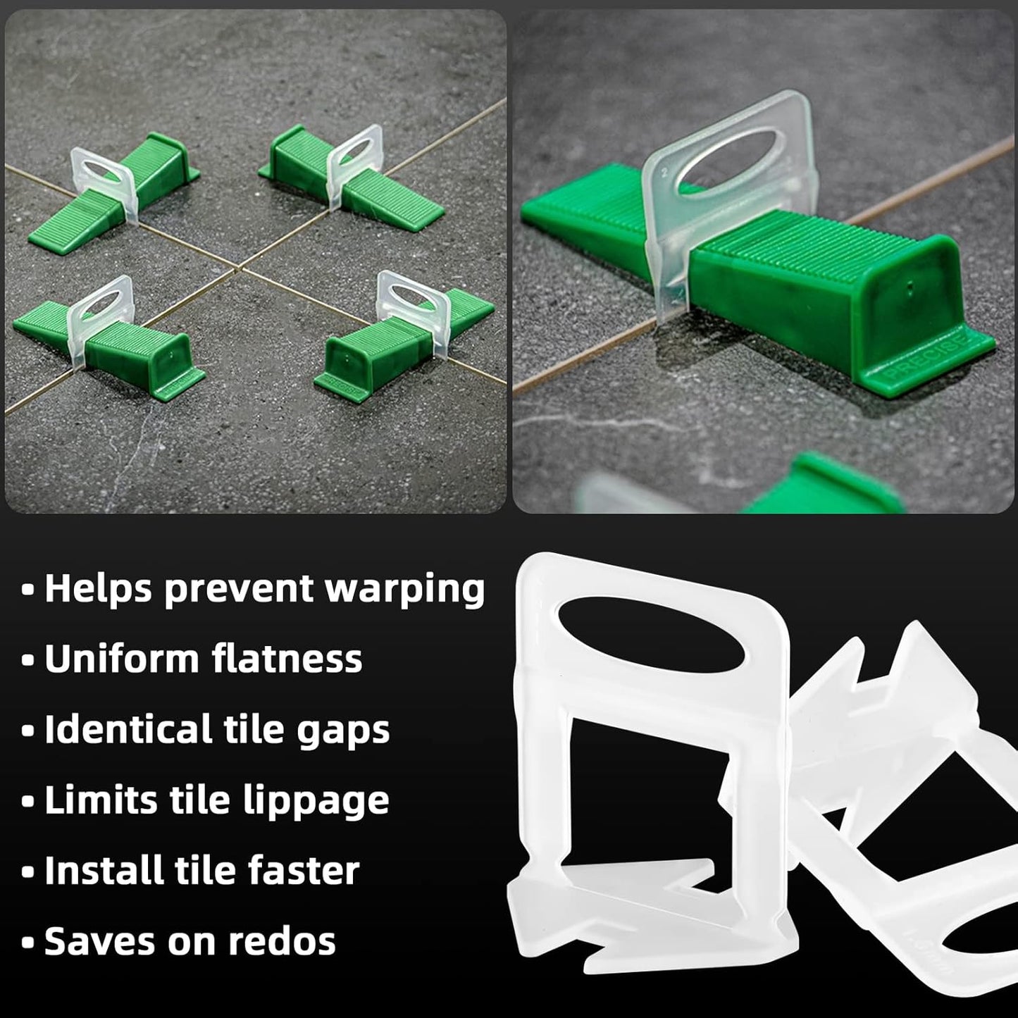 1/8” Tile Leveling System Spacers 2000 PCS Tile Leveling Clips Kit Prevent Tile lippage Leveler Spacers for DIY Professional Ceramic Tile and Stone Installation (1/8 IN, 2000)