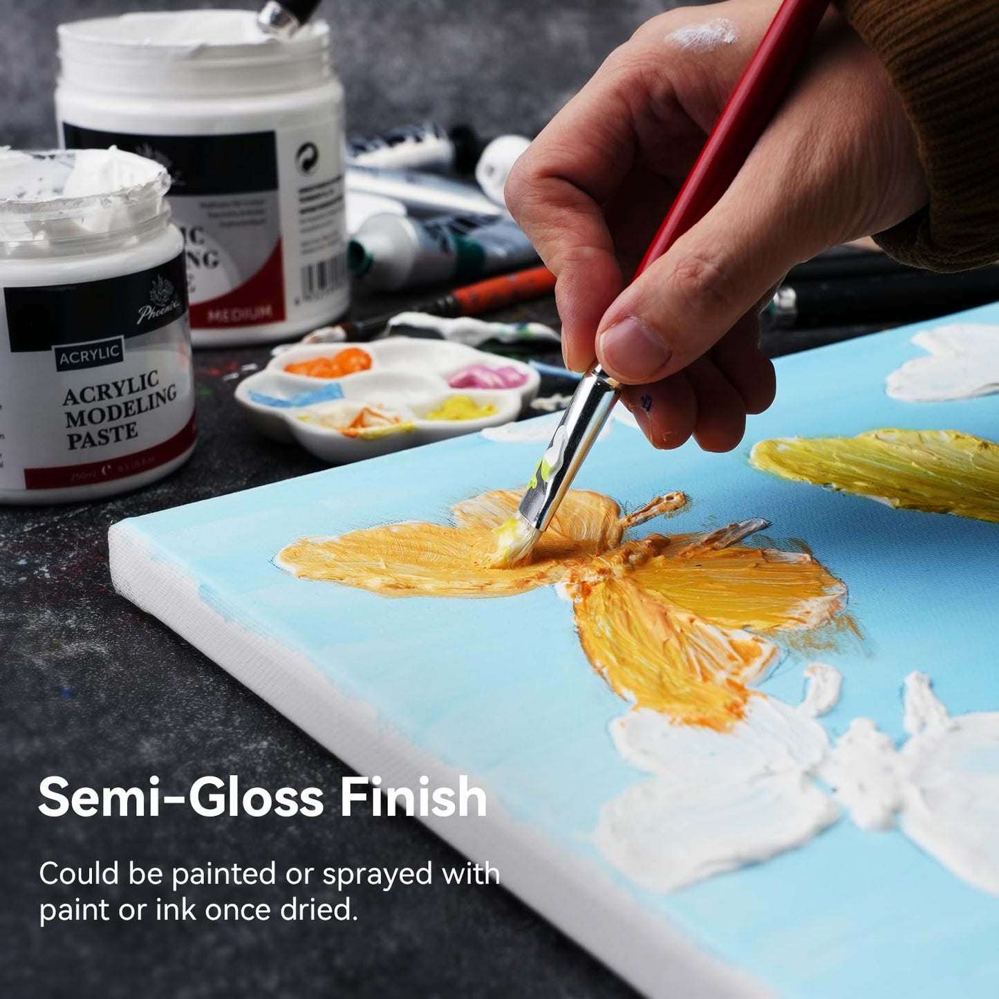 PHOENIX Modeling Paste for Textured Art (8.45 Fl Oz /250ml), Professional Acrylic Medium, Texture Paste for Acrylic Pains - Paint Supplies for Canvas Painting