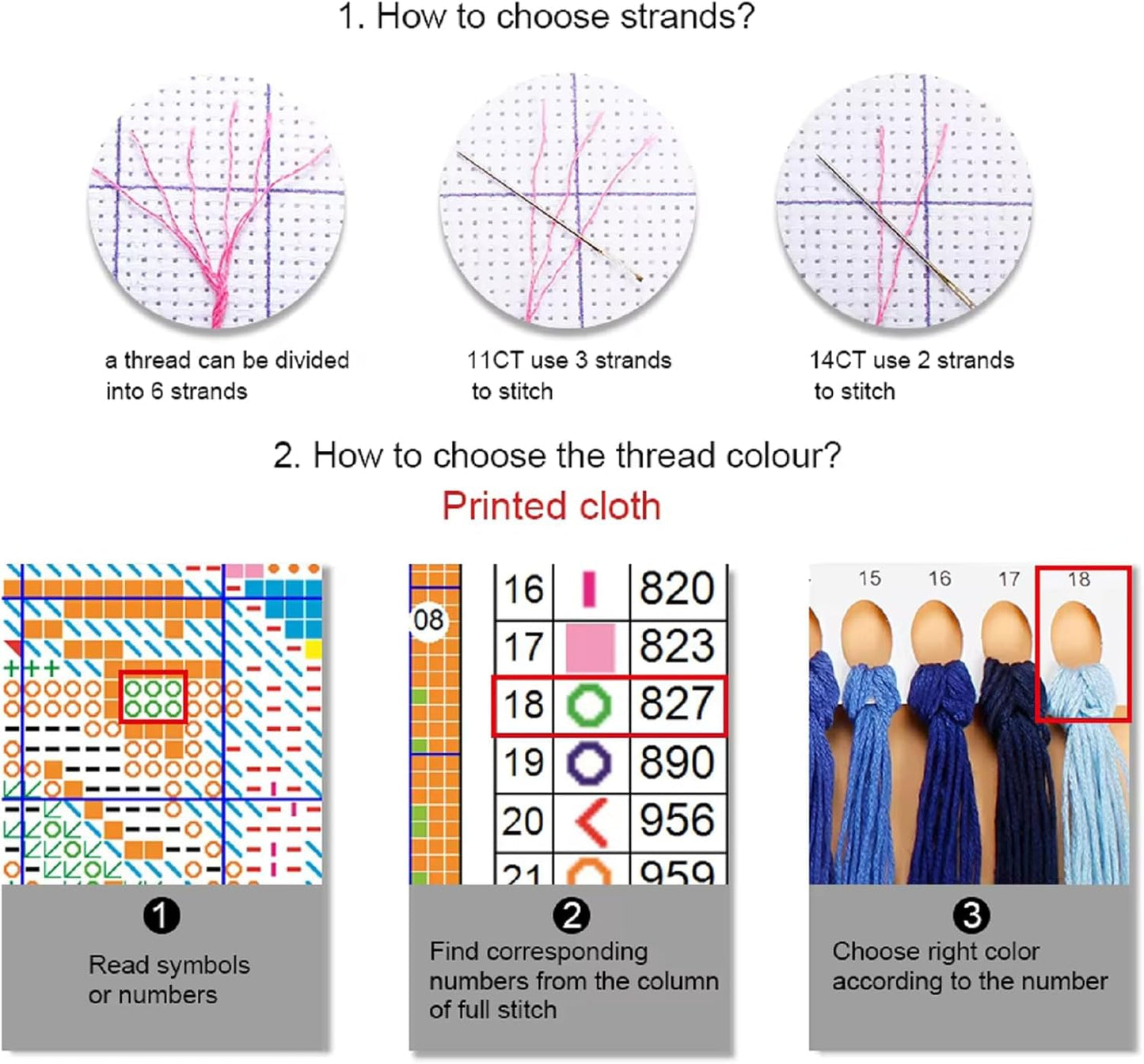 Redxing Stamped Cross Stitch Kits Full Range of Embroidery Starter Kits- Needlepoint Counted Cross Stitch Kits for Beginner Adults 11CT Printed Embroidery Kit-Owl Moon 16x20 inch