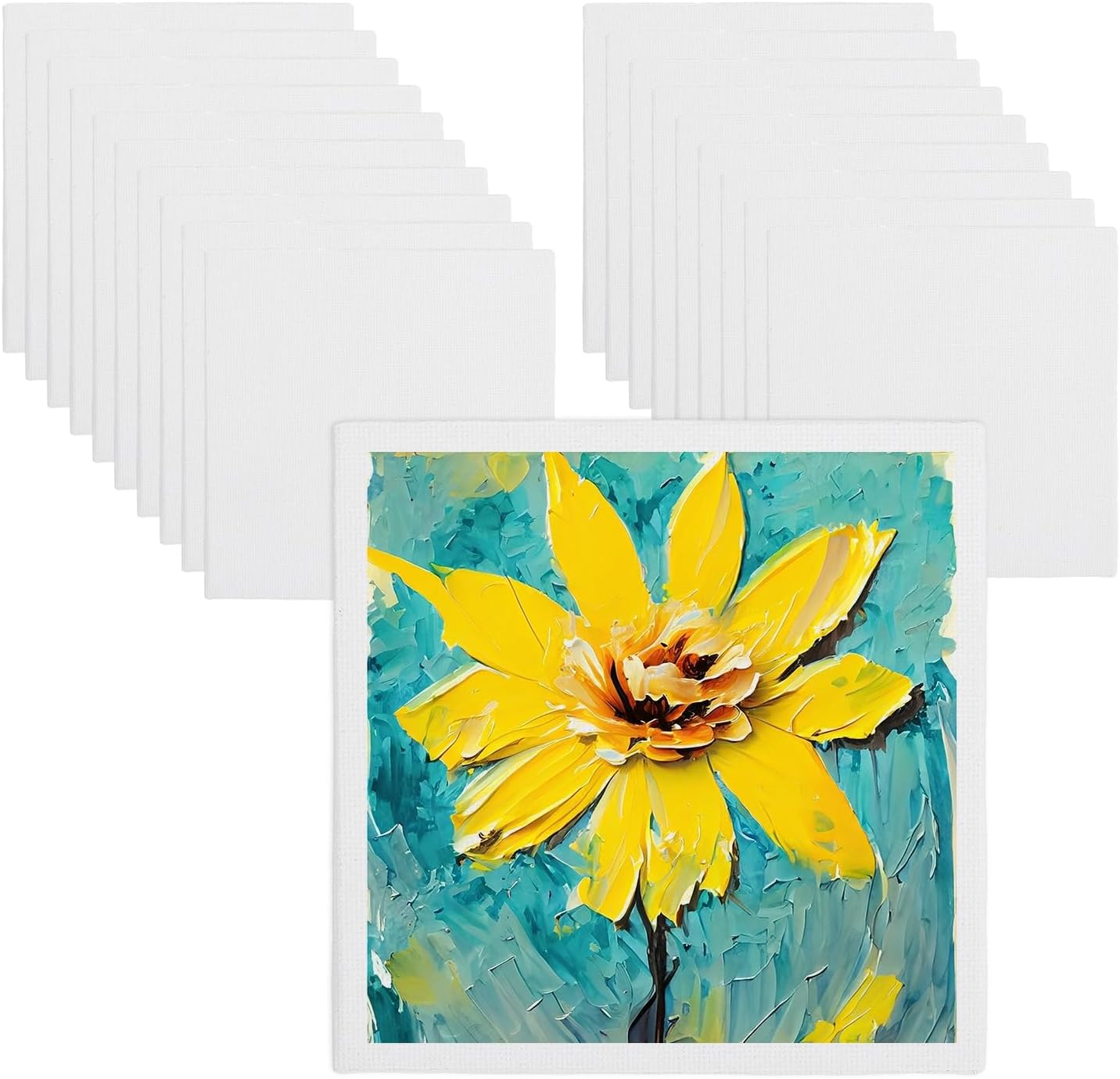 MECCANIXITY Canvas Boards for Painting, 6x6 Cotton Blank Primed Art Canvas Panels Acid-Free for Painting Supplies Oil Acrylic Tempera Watercolor Pouring Paint Artists(White, Pack of 20)