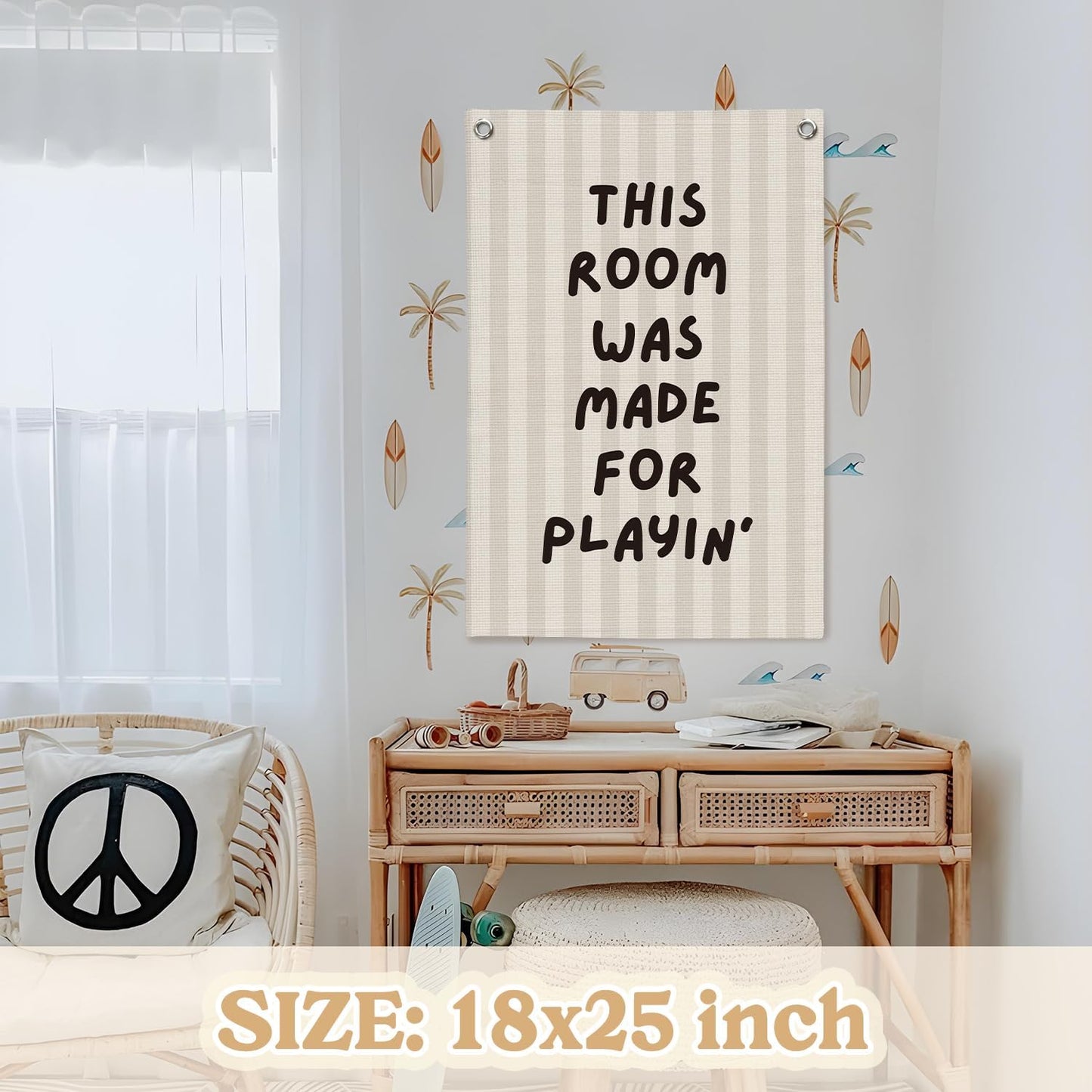 Playroom Decor Wall Banner,This Room Was Made For Playin,Playroom Sign Wall Hanging Banner Flag for Nursery,Playroom,Classroom, 18x25 Inch