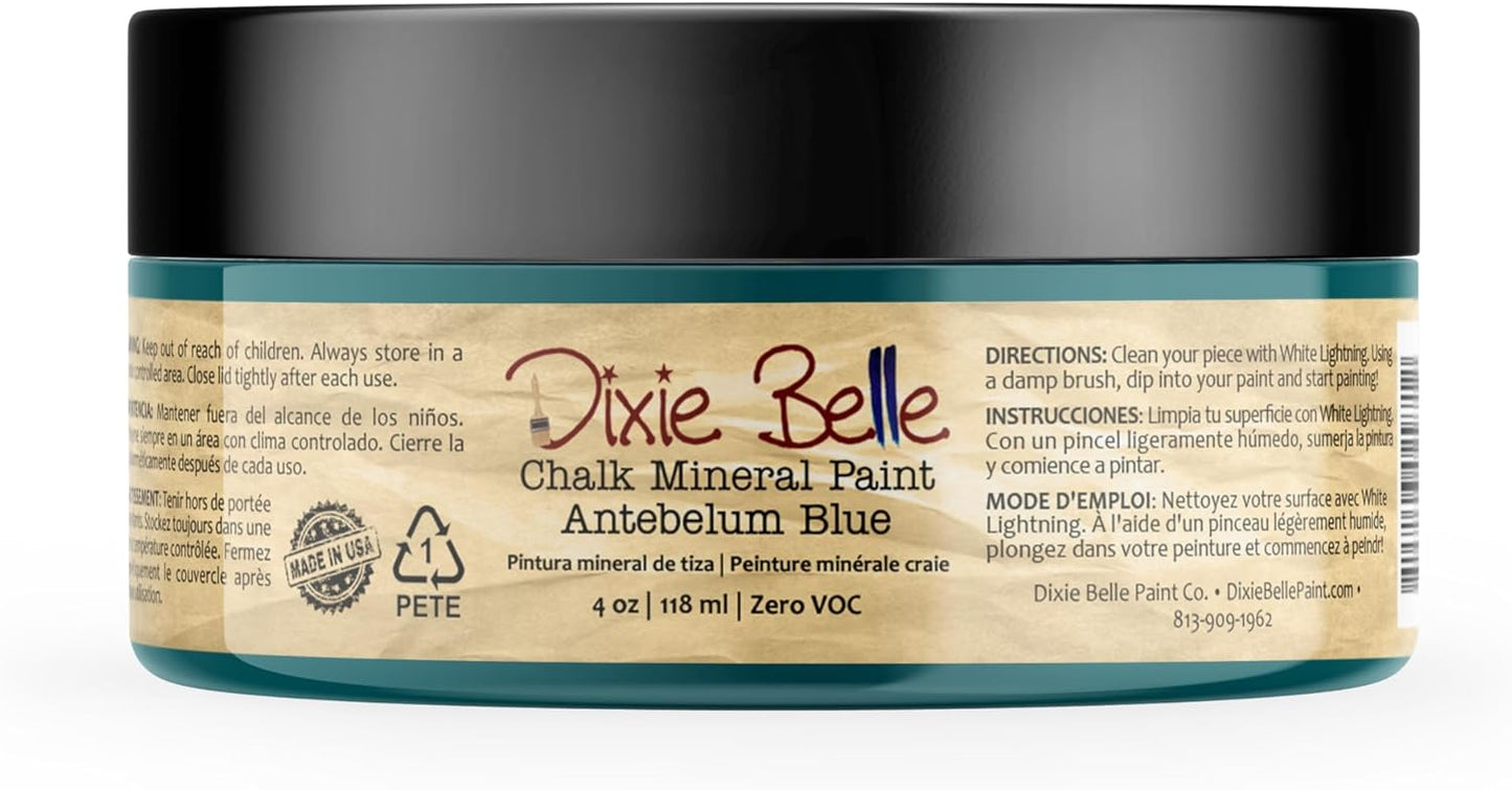 Dixie Belle Paint Company Chalk Finish Furniture Paint - Antebellum Blue (4oz) - Matte Dark Teal Chic Chalk Mineral DIY Furniture Paint