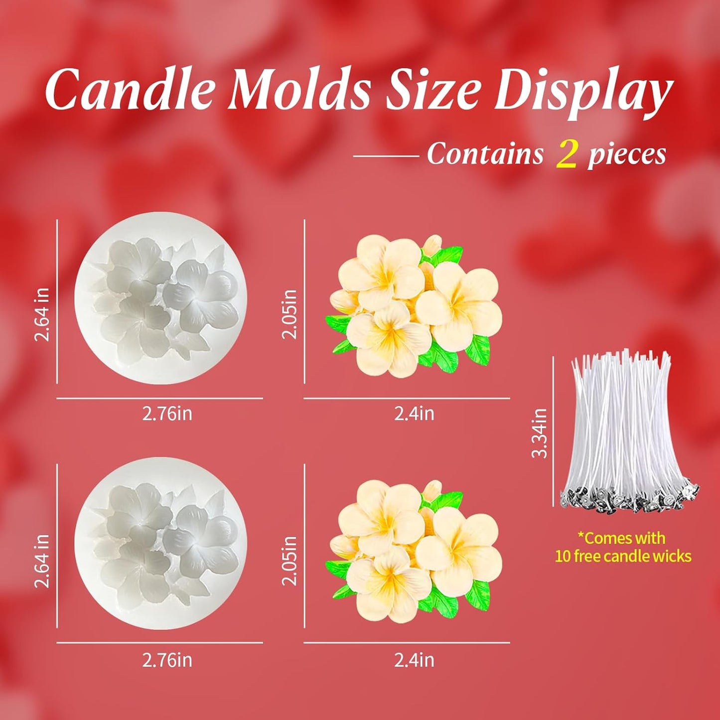 2Pcs Frangipani Flower Candle Wax molds Silicone Shapes for Wax Candles Making Valentine Flower Silicone Large Candle Wax Making molds for Candles moldes de silicona Flores para velas