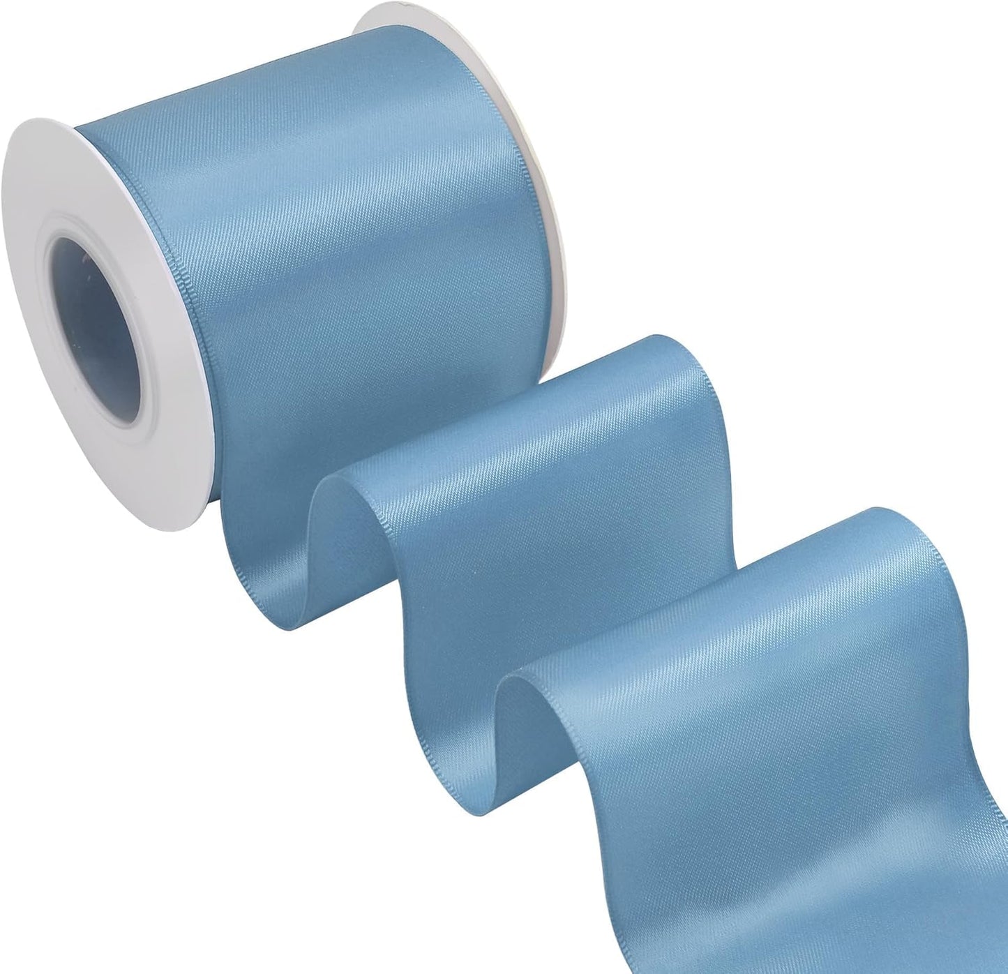 Dusty Blue Satin Ribbon 3 Inch X 15 Yards Solid Color Double Faced Ribbons Perfect for Crafts Wedding Decor Bow Making Arts Sewing and More
