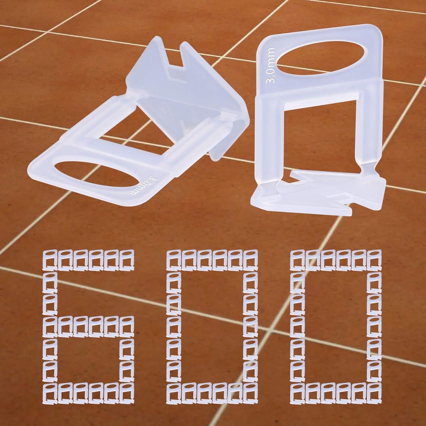600 PCS Tile Leveling System Clips 1/8''(3mm) 600-Piece Tiles Leveler Spacers Tool for Professional Ceramic Tile and Stone Installation