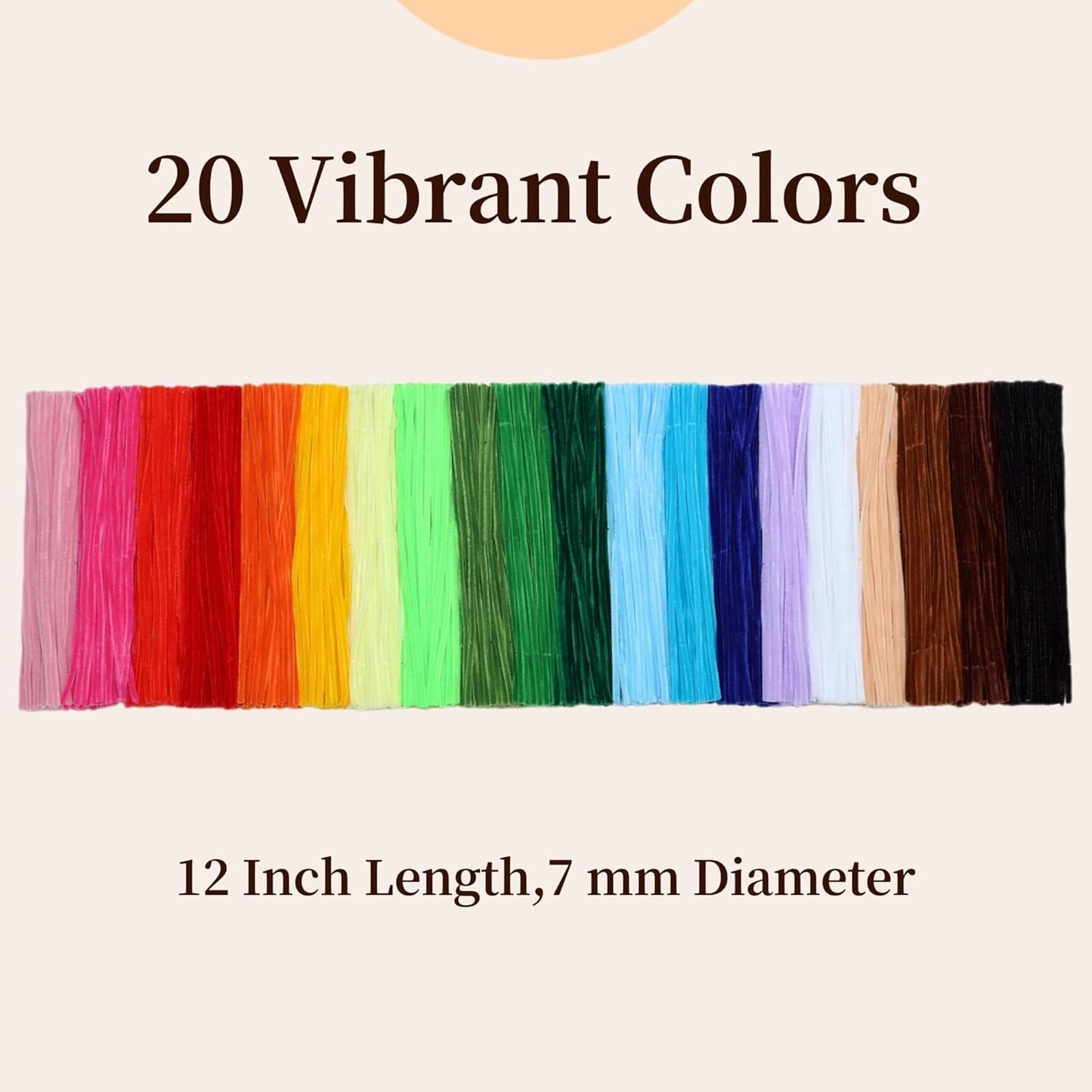 Craft Pipe Cleaners, 1000 pcs 20 Vibrant Colors, 12 Inch Chenille Stems – Perfect for DIY Craft Projects, Creative Art by z.j.z.b. Studios