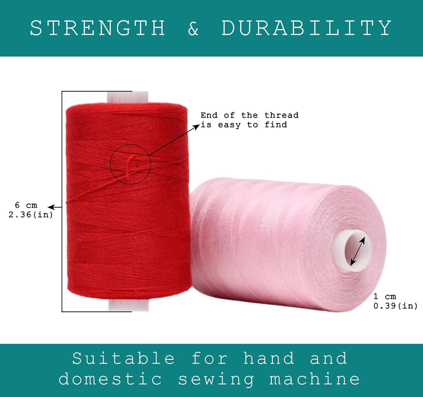 BlesSew Sewing Thread in Red Color Tones – 6 Spools of Polyester Thread for Sewing Machine for Beginners, Hand Stitching & Quilting - 1000 yds per Spool