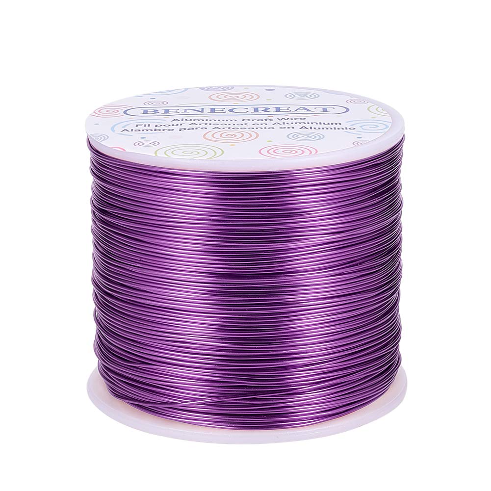 BENECREAT 20 Gauge 770FT Aluminum Wire Anodized Jewelry Craft Making Beading Floral Colored Aluminum Craft Wire for Halloween Decoration - Purple