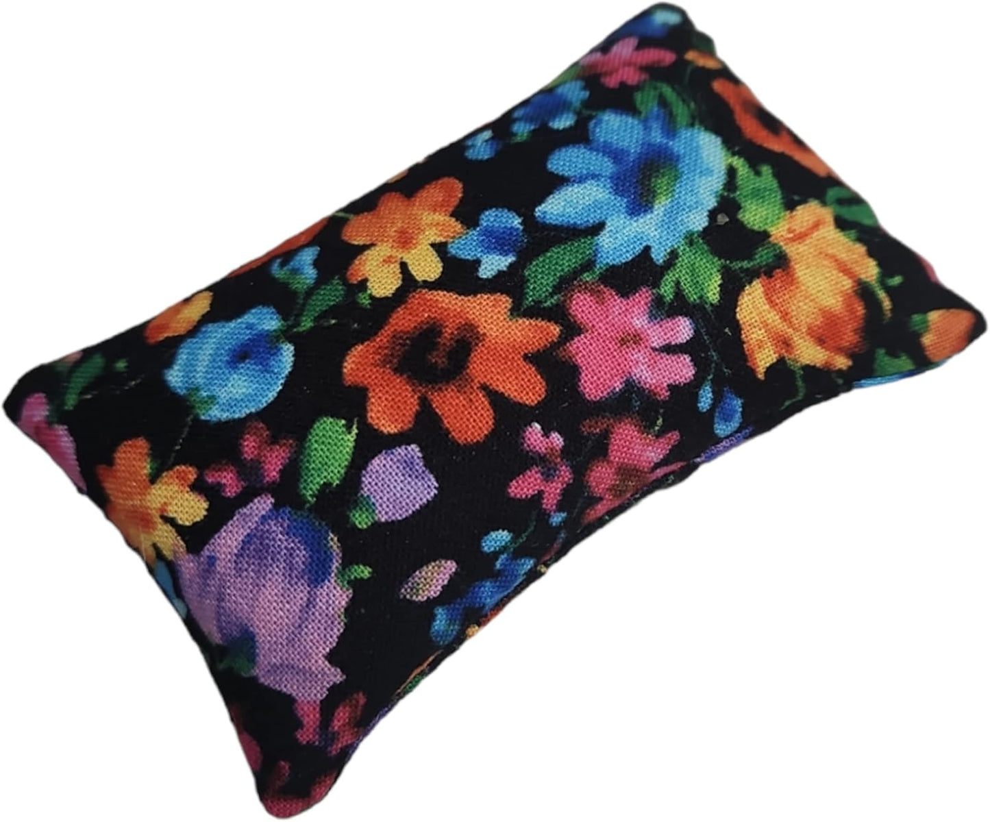 Emery Pincushion for Sewing - Filled with Abrasive Emery Sand - Handmade in USA (2"x3", Flowers on Black)