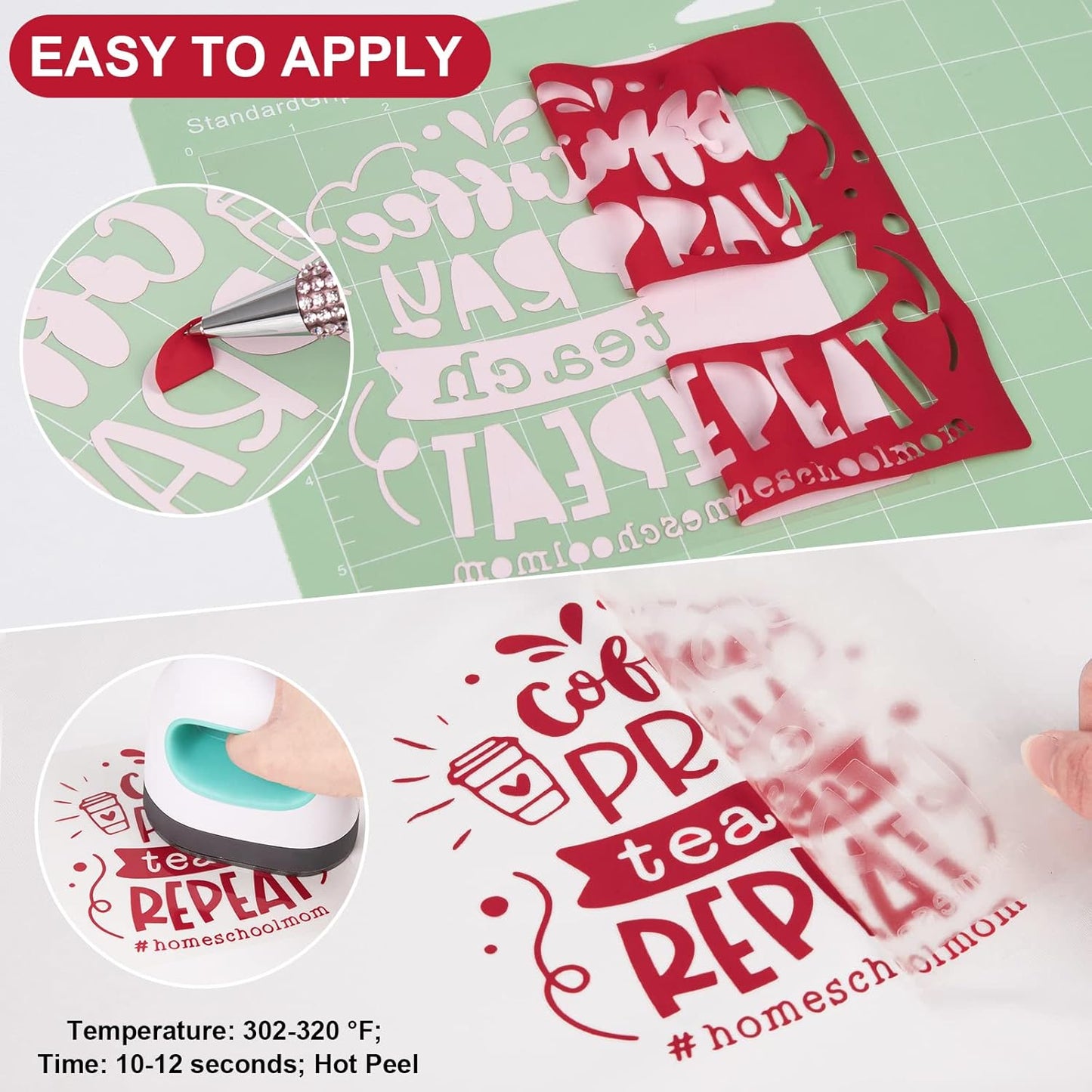 VINYL FROG Heat Transfer Vinyl Roll HTV Vinyl - 12" x5ft Red Iron on Vinyl for T-Shirts, Heat Press Vinyl for DIY Craft Designs (Red)