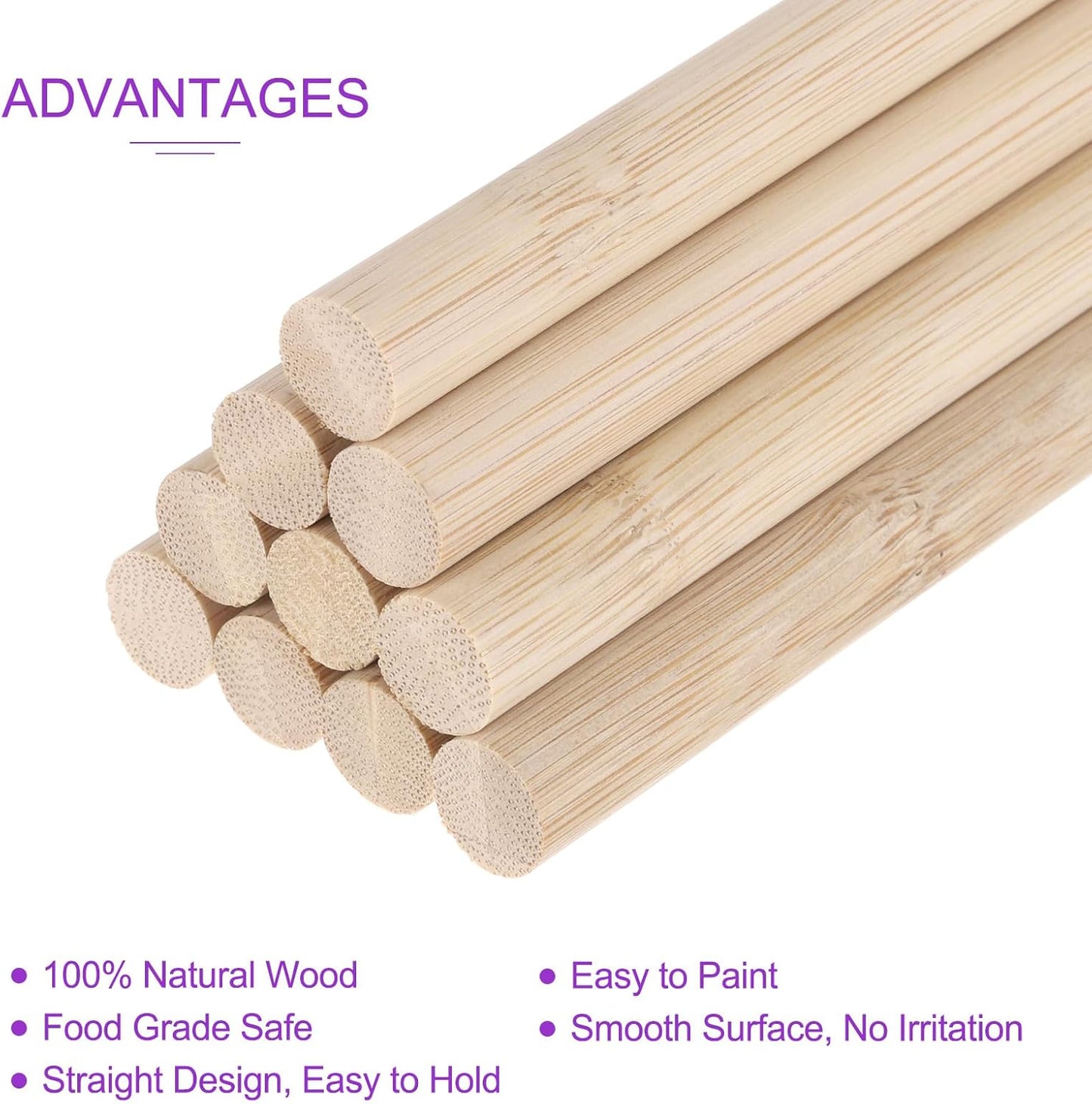 DMiotech 50 Pack 15/32" x 6" Wooden Dowel Rods Unfinished Natural Sticks Wood Craft Sticks for Home Decor Projects and Making DIY Craft,Wood Color