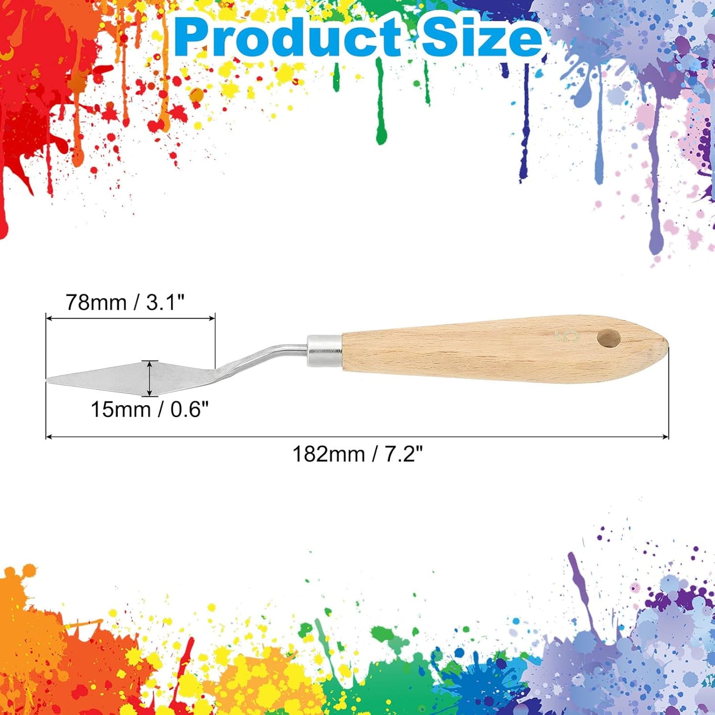 PATIKIL Art Spatula, No.5 15mm Stainless Steel Flexible Palette Knife Painting Knife Painting Spatula Oil Painting Mixing Scraper with Wood Handle for Canvas Acrylic Painting, Brown