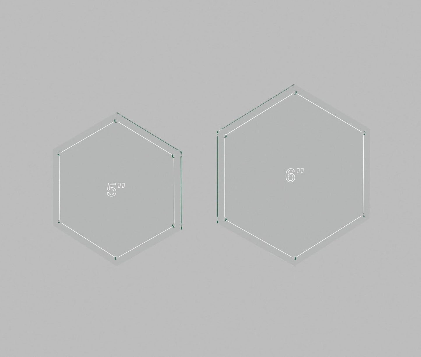 Hexagon Quilting Template Set - 5", 6", 7", 8" Sizes with 1/4" Seam Allowance - Durable Acrylic Templates for Quilting, Patchwork, Crafting, & Sewing Projects - Clear Templates for Accuracy