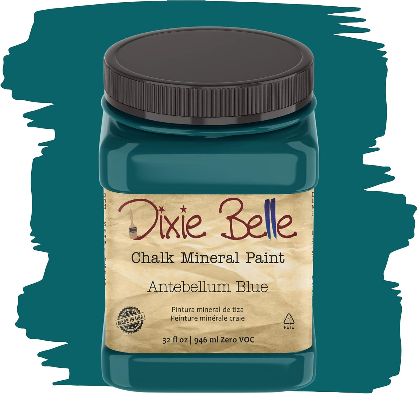 Dixie Belle Paint Company Chalk Finish Furniture Paint - Antebellum Blue (32oz) - Matte Dark Teal Chic Chalk Mineral DIY Furniture Paint