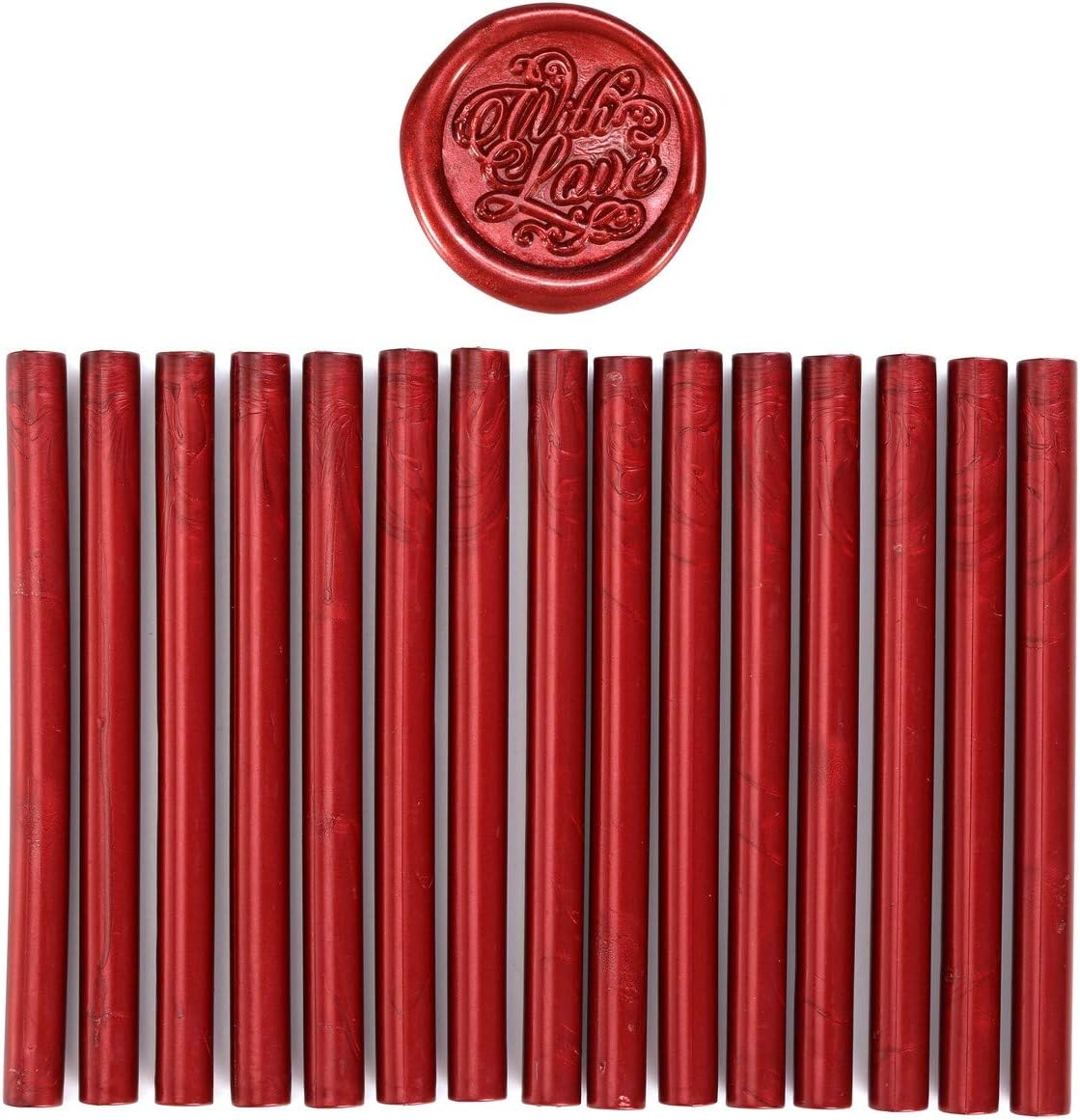 Yoption 15 Pieces Glue Gun Sealing Wax Sticks for Wax Seal Stamp, Great for Wedding Invitations, Cards, Envelopes (Antique Wine Red)