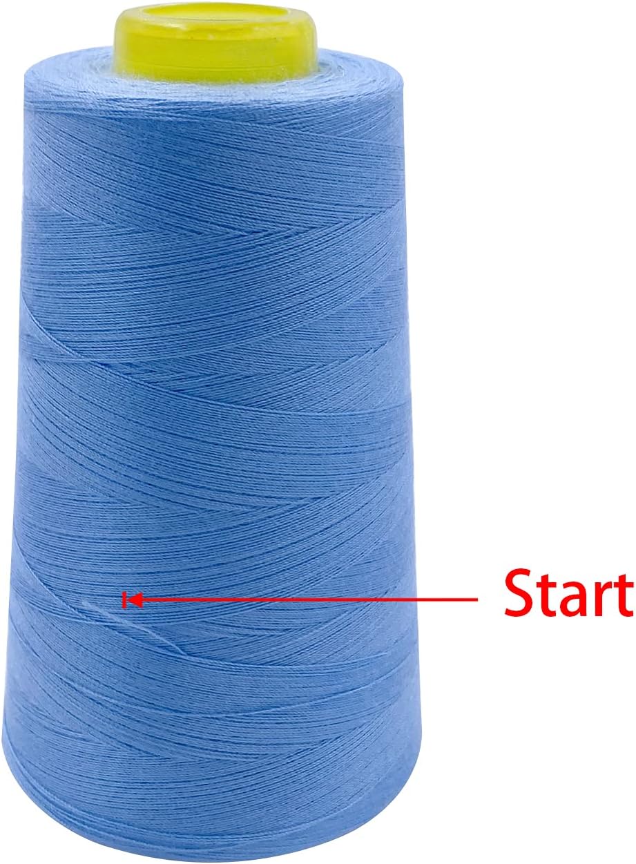 Tortoise 4 Cones of 3000 Yards Each Spool Thread for All Purpose, Quilting, Serger, Overlock Sewing Machines - 100% Polyester - Sky Blue