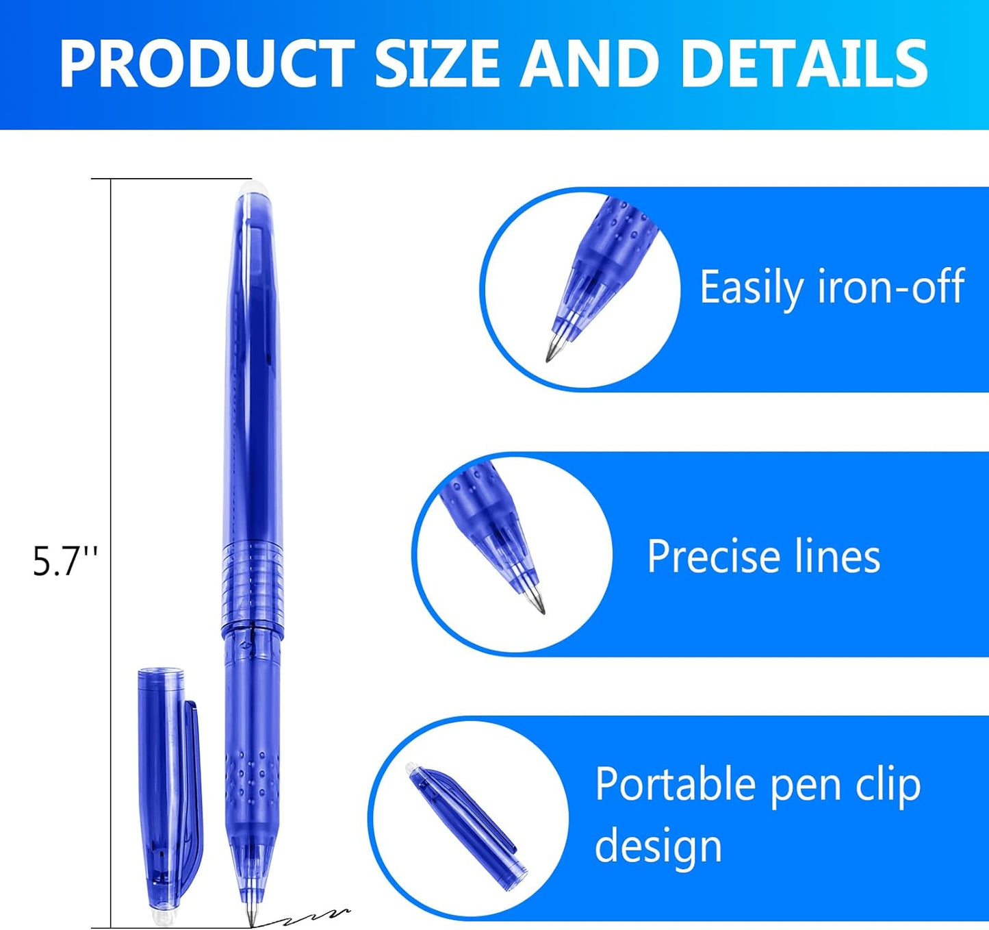 12pcs Heat Erasable Pens for Fabric Fabric Marking Pens Fabric Markers for Quilting Sewing DIY Dressmaking Fabrics Tailors Chalk