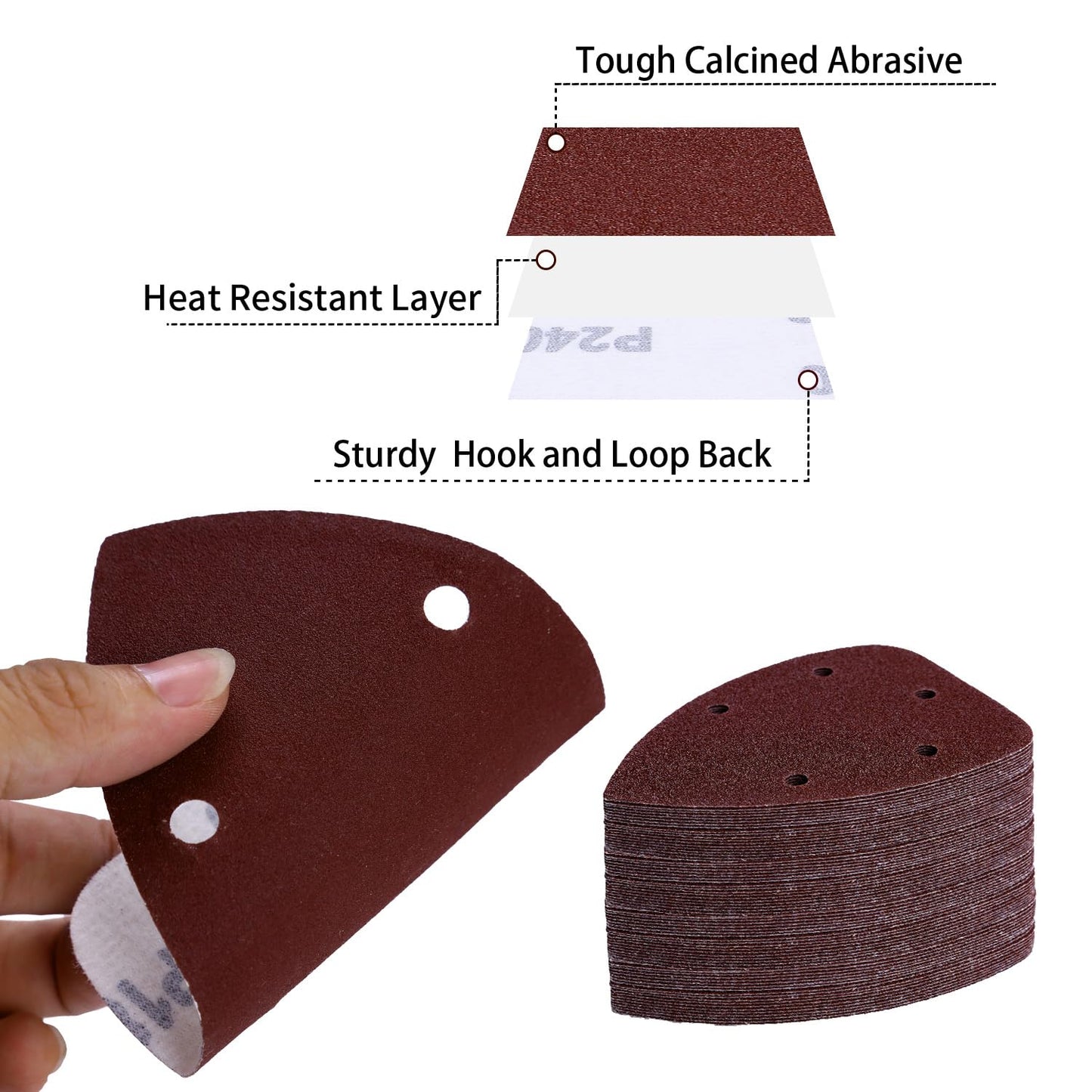 100-Pack Mouse Sandpaper(5-Hole) for Mouse Detail Sanders,Grits40/60/80/100/120/180/240/320/400/600,Premium Aluminum Oxide,Easy to Replace,Ideal for Woodworking,Furniture Refinishing,and Crafting