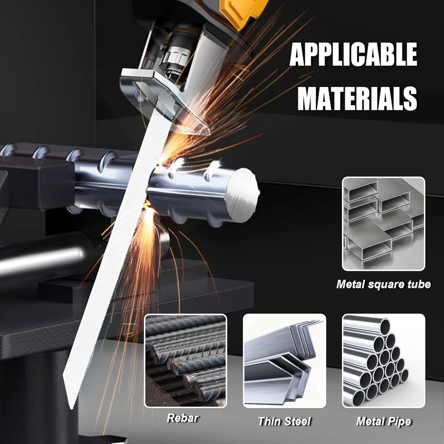 25 Pack 12 inch Reciprocating Saw Blades Set,14 TPI High Carbon Saw Blades, Metal Saw Blades with Organizer Case (25, 14TPI/300mm)