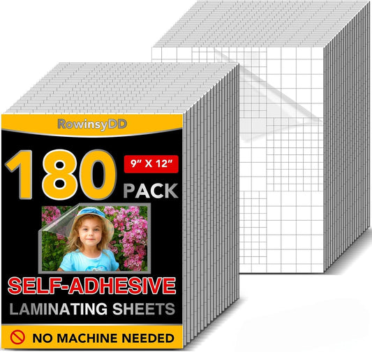 180 PCS Self-Adhesive Laminating Sheets, 9 x 12 Inches Self Adhesive Contact Paper, No Heat No Machine Needed Self Sealing Laminate Sheets