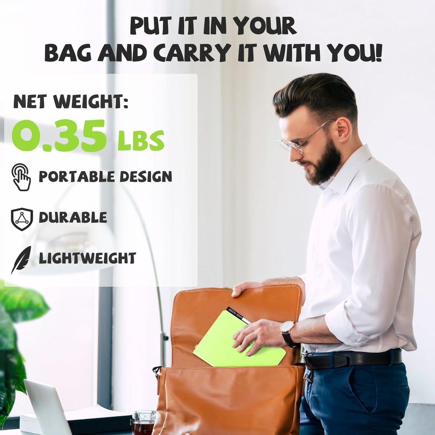 AGM Portable White Board Dry Erase, Double Sided Folding Whiteboards with Pen, Small Dry Erase Board for Study, Meeting, Doodling, Planning, Grass Green