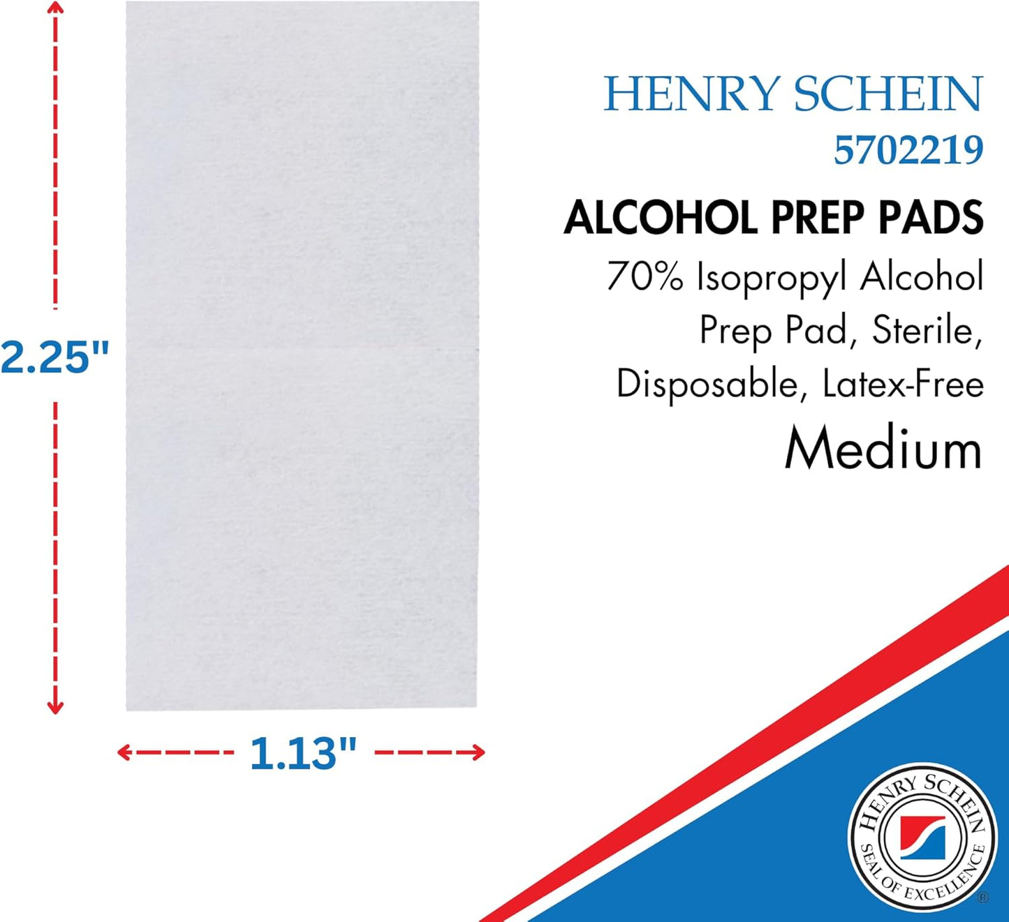 Henry Schein Alcohol Prep Pads, Medium Size, 800 Count - 70% Isopropyl Alcohol, Individually Wrapped, Sterile Wipes for Medical & Everyday Use