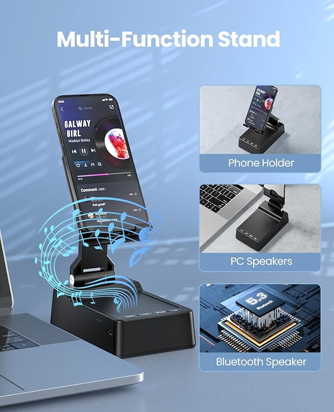 Gifts for Men Women, Phone Stand with Bluetooth Speaker, HD Surround Sound Speaker, Compatible with all iPhone/Android phones iPad Kindle, Cool Gadget Gift for Men Women Dad Mom Christmas Birthday