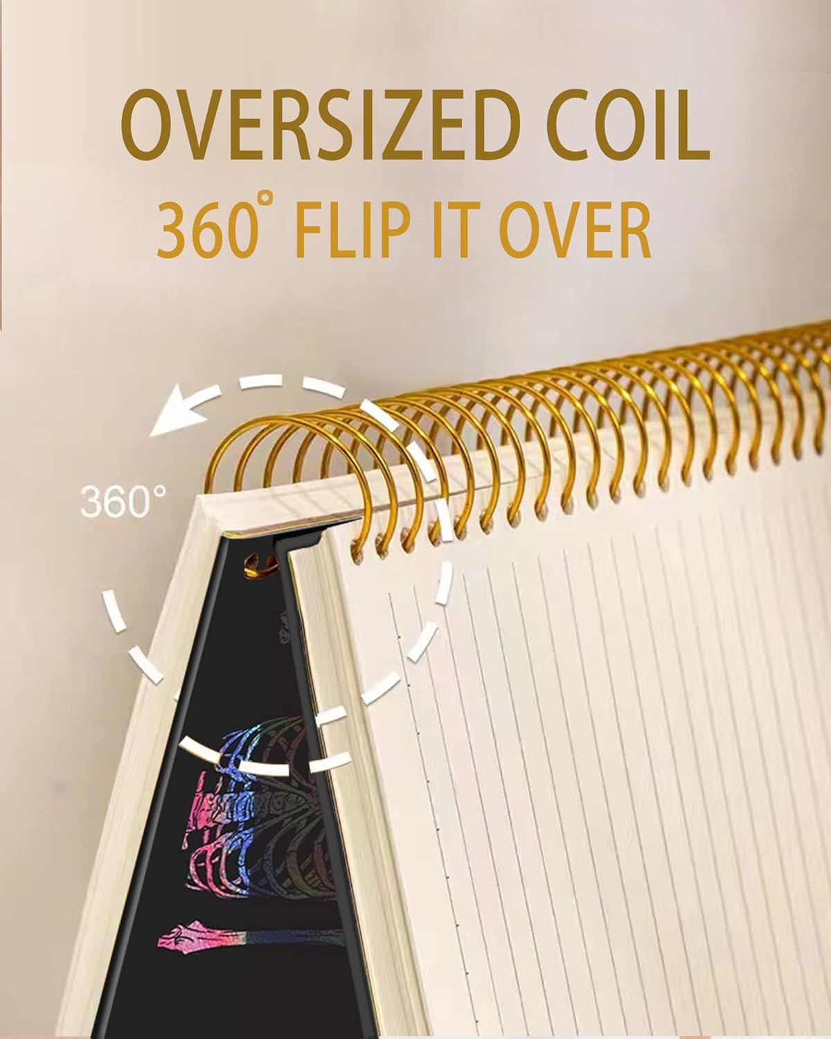 iampanda Spiral Journal Notebook,Funny Cool Strong TwinWire Binding with Premium Paper for Girl Women,60 Sheets A5 College Ruled NotebookJournal,Perfect for School Office Home Gifts,Colorful Skull