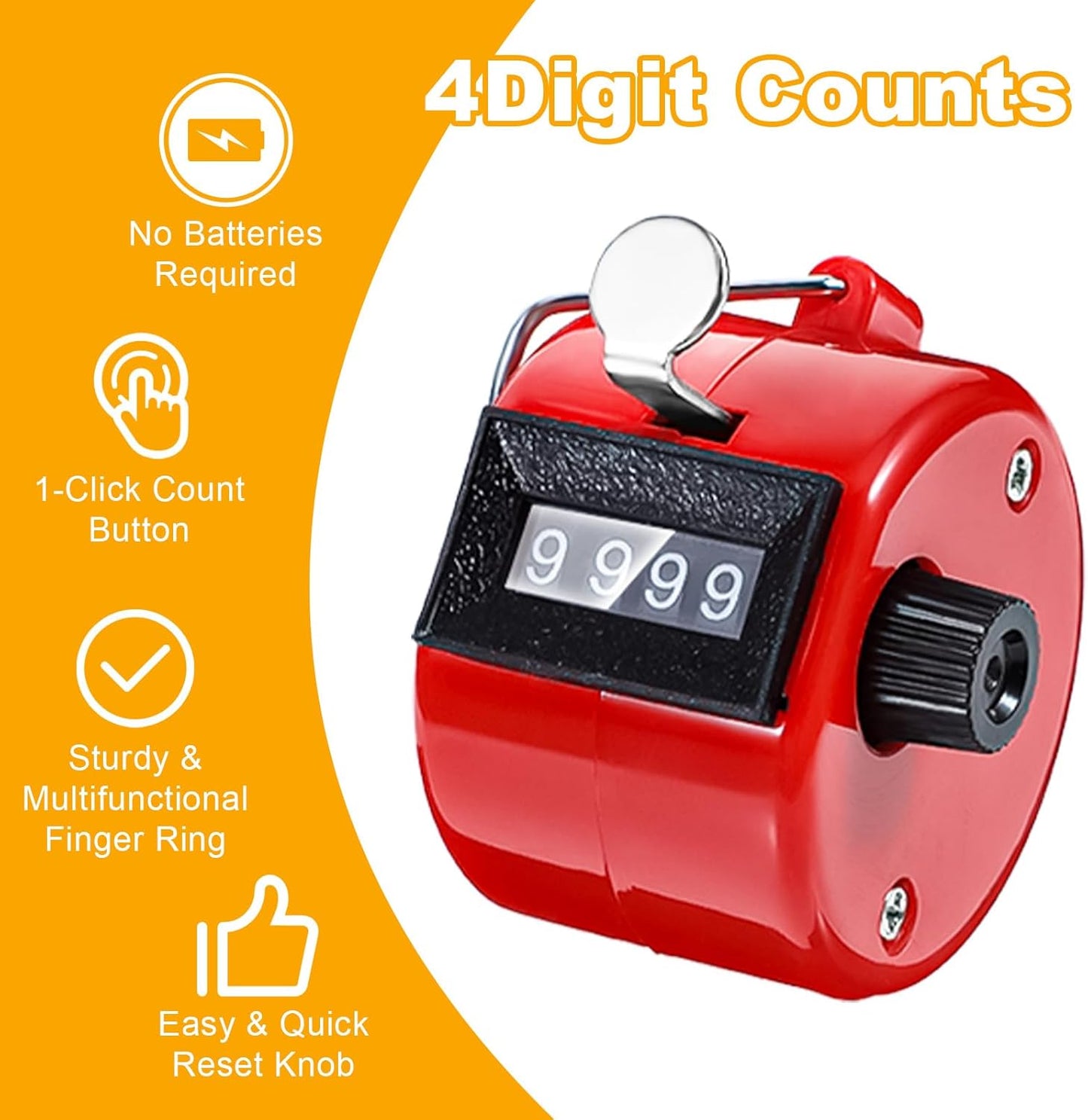 16 Pcs Handheld Clicker Counter 4 Digit Mechanical Tally Counter Assorted Color Pitch Palm Counter for Counting Numbers Knitting Coaching Golf Lap Fishing School Sports Event