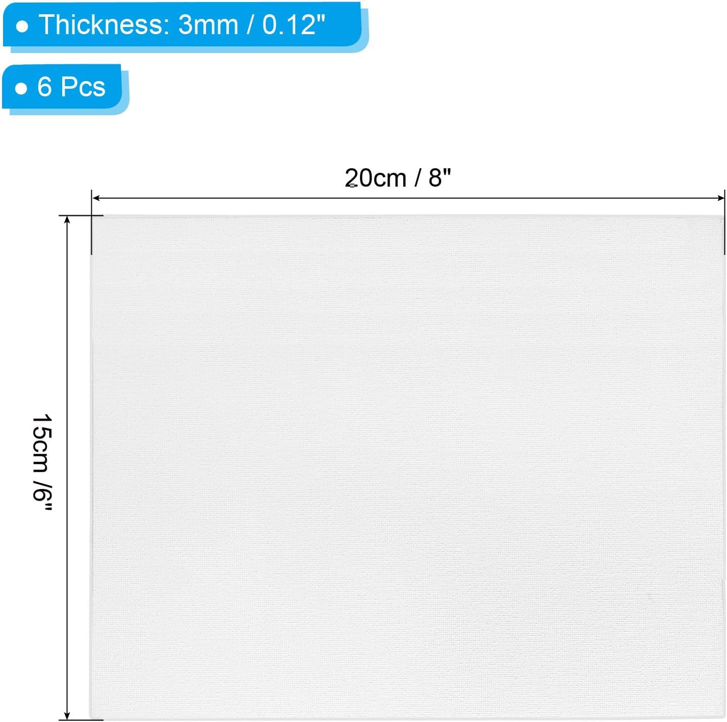 PATIKIL 6x8 Canvas Boards for Painting, 6 Pack 100% Cotton Square Triple Primed Stretched Blank Art Canvas Panel Bulk Thin for Acrylic, Oil, Tempera Paints, White