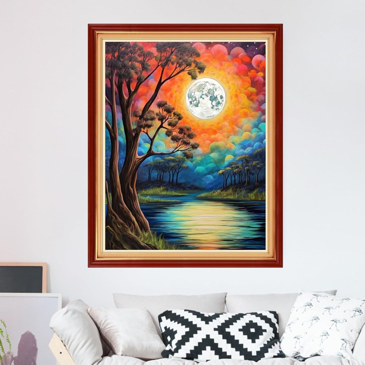 Foxdiviy Stamped Cross Stitch Kits for Beginners Full Range of Cross Stitching 11 CT Printed Cross Stitch Kits for Kids Adults Cross Stitch Patterns Needlepoint Kits-Night Moon Scenery 16x20 inch