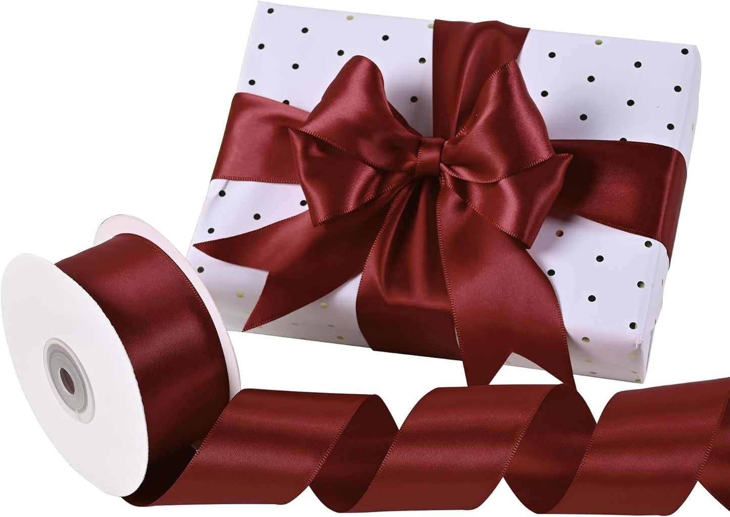 Sherry Satin Ribbon 1-1/2" X 50 Yards Solid Color Double Faced Ribbons Perfect for Crafts Wedding Decor Bow Making Arts Sewing and More