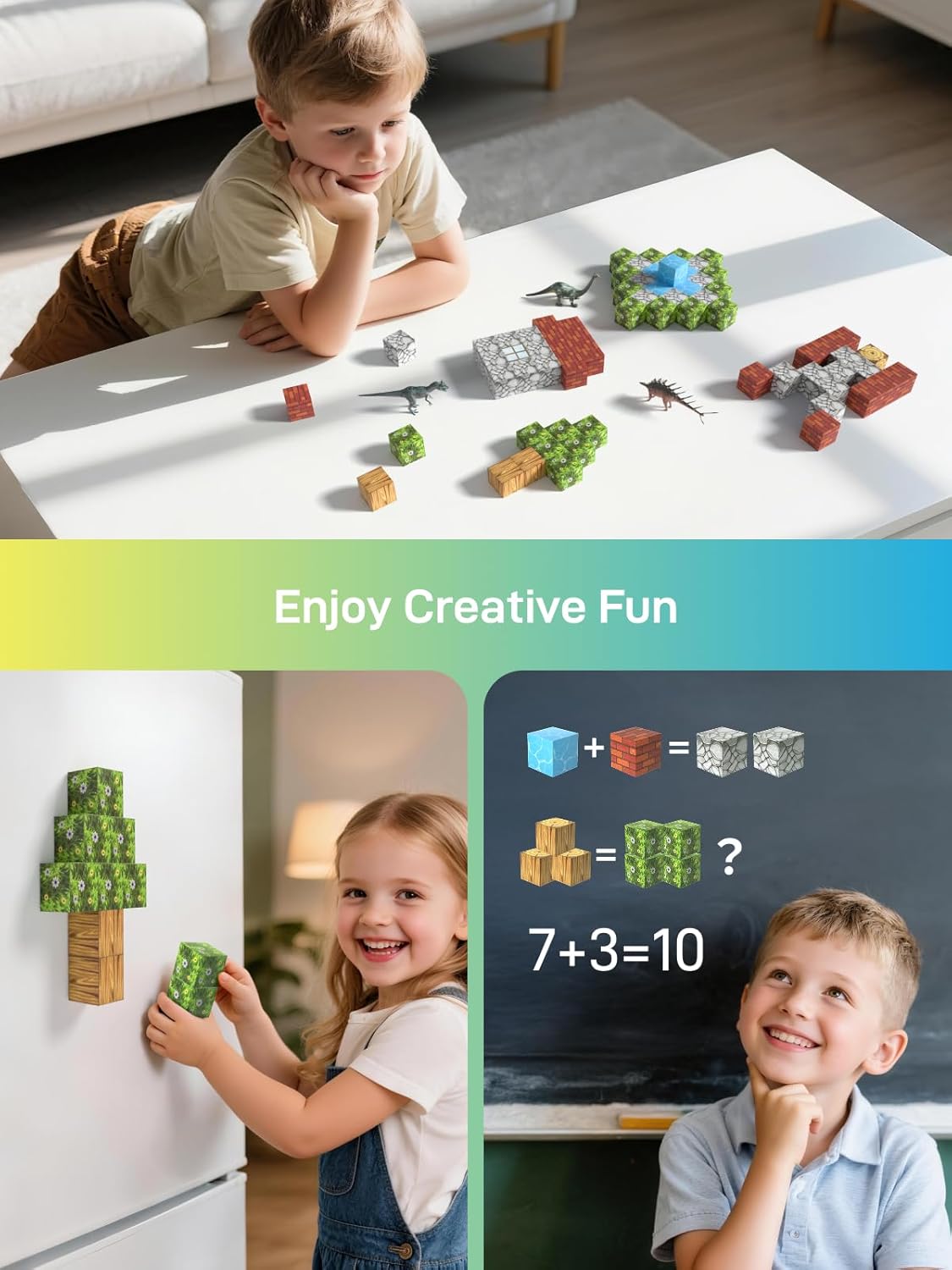 108PCS Magnetic Building Blocks with 6 Dinosaur Toys for Kids 3-5,Toddler World Magnetic Cubes ,STEM Toys for 4-8 5-7 Year Old Boys Girls,Sensory Creative Activities Holiday Birthday Party Favor Gift