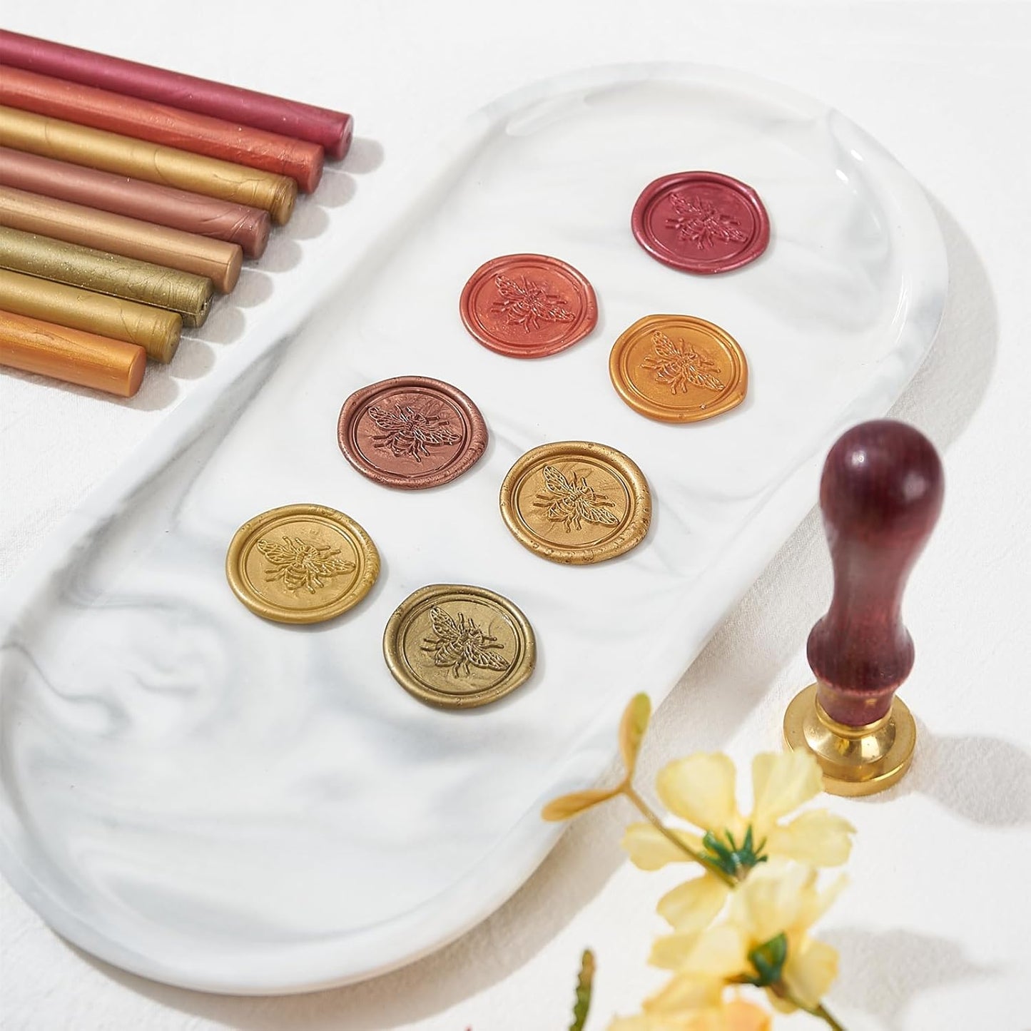 Wax Seal Sticks Red Copper, ONWINPOR 20pcs Glue Gun Wax Sealing Sticks for Wax Seal Stamp, Mini Wax Gun Sticks Suit to 0.28'' Glue Gun, Wedding Invitations (Red Copper)