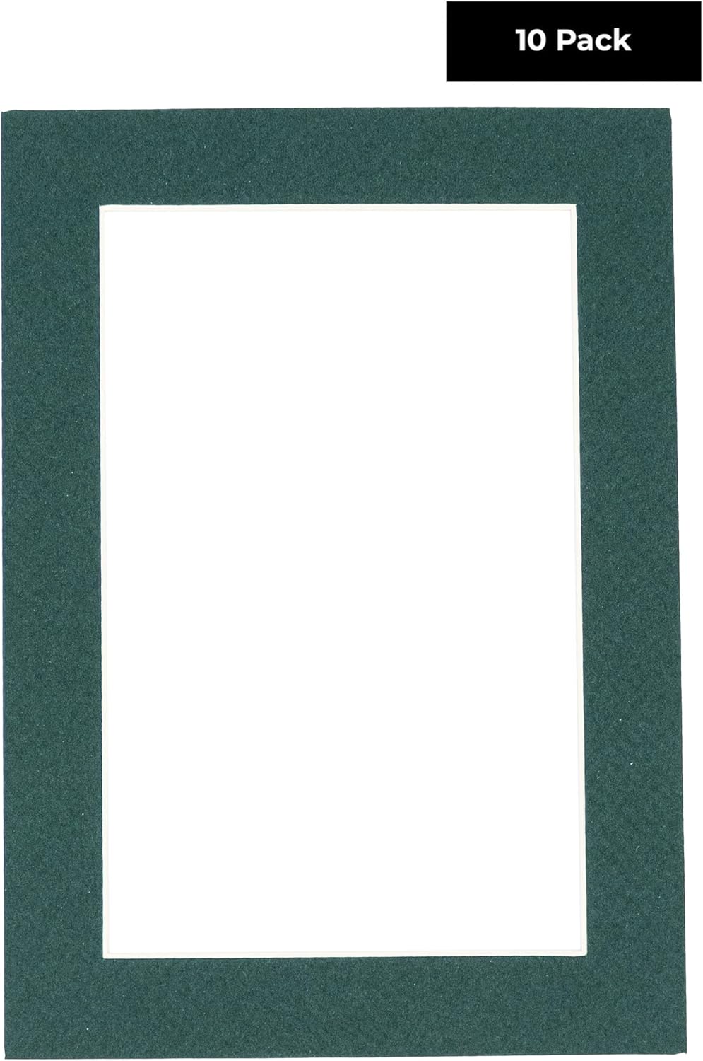 Pack of TEN 8x10 Mats Bevel Cut for 6x8 Photos - Acid Free Forest Green Precut Matboards For Pictures, Photos, Framing - 4-ply Thickness