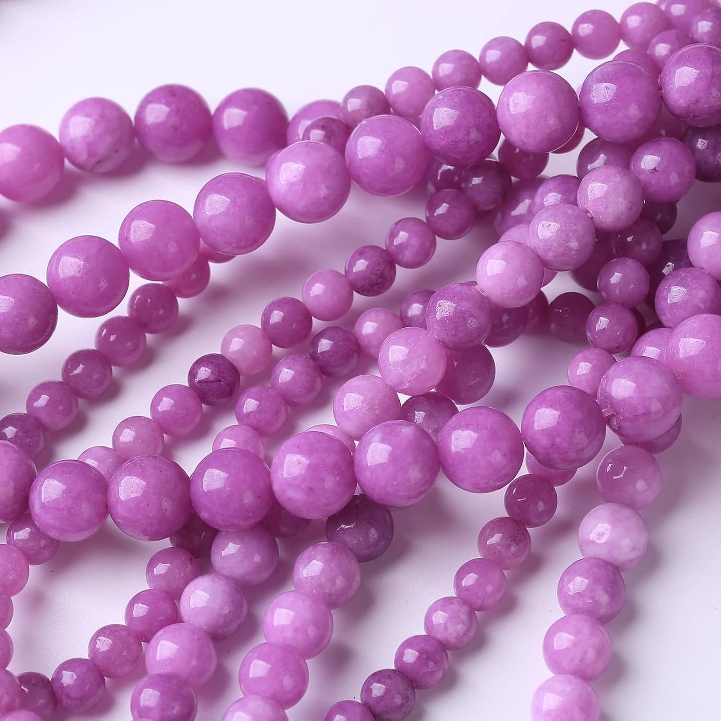 60PCS 6MM Purple Jade Beads Stone Beads Energy Healing Beads for DIY Jewelry Bracelet Necklace Making for Jewelry Making15Inch