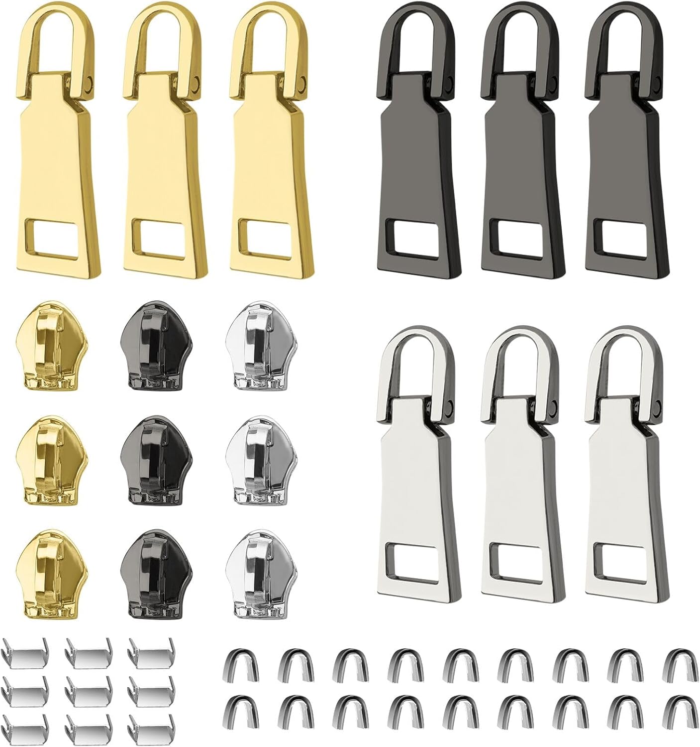 VICHERIA Zipper Repair Kit (45 Pcs), Universal Size #5 Zippers for Sewing, Replacement Slider Pull Fix Kit for Jackets, Coat, Boot, Backpack, Purse