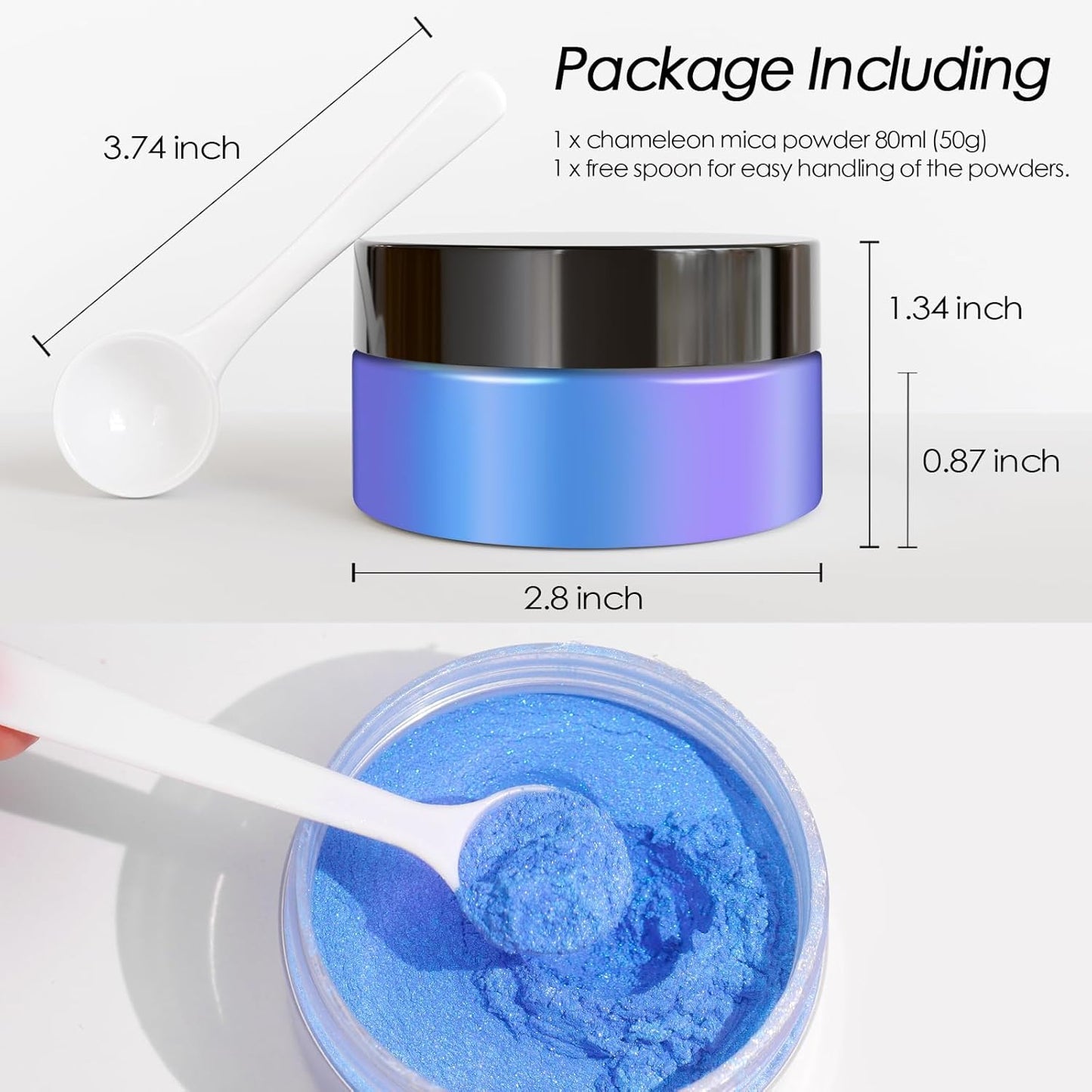 Ceya Highly Chameleon Mica Pigment, 1.8oz/ 50g Blue Starry Sky Chrome Powder, Cosmetic Grade Pearlescent Effect Color Shift Pigment for Epoxy Resin, Makeup, Nail Polish, Soap Dye, Candle Making, Slime