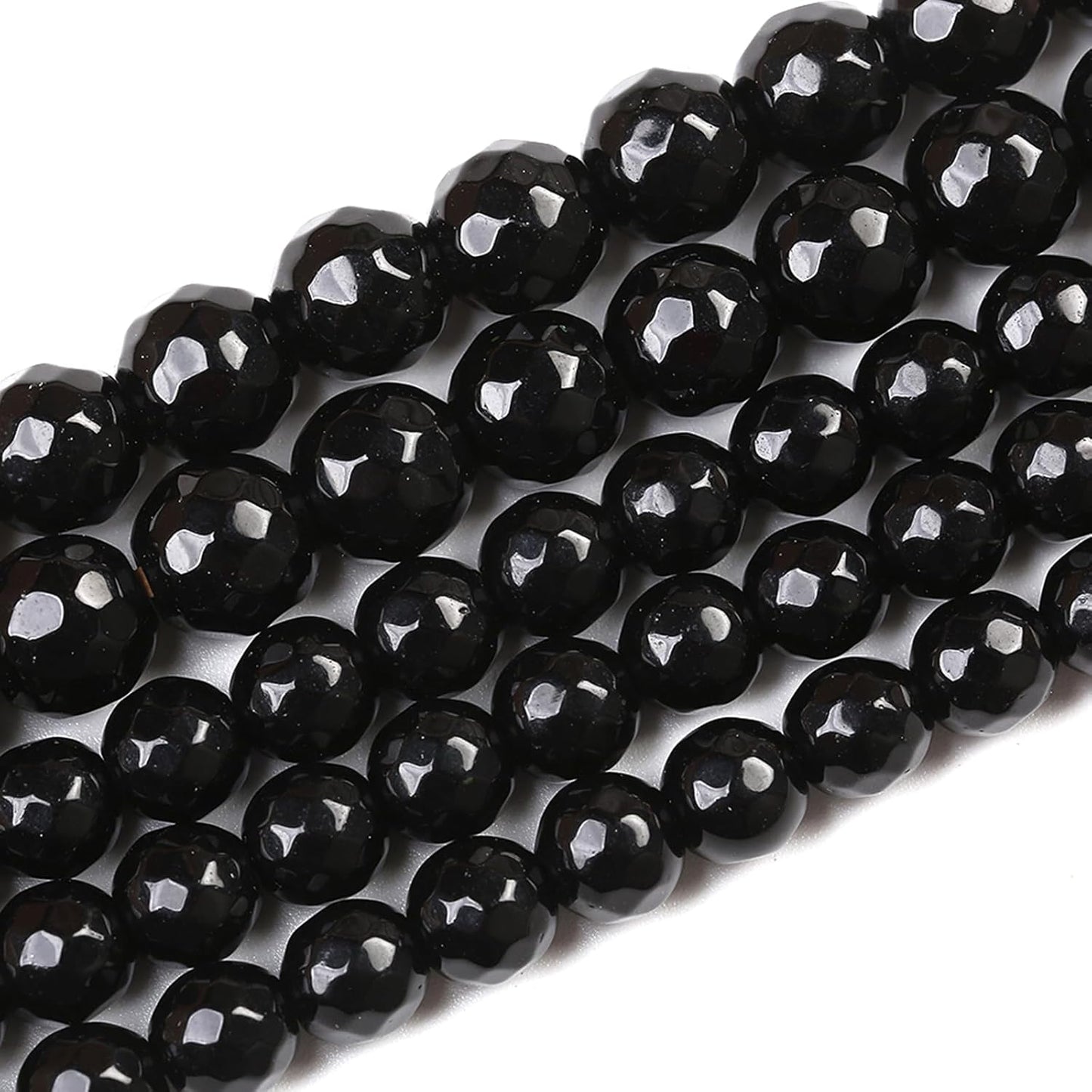32pcs 12mm Natural Faceted Black Agate Stone Beads for Jewelry Making Energy Healing Beads DIY Bracelet Necklace Accessories 15" (12mm, Faceted Black Agate)