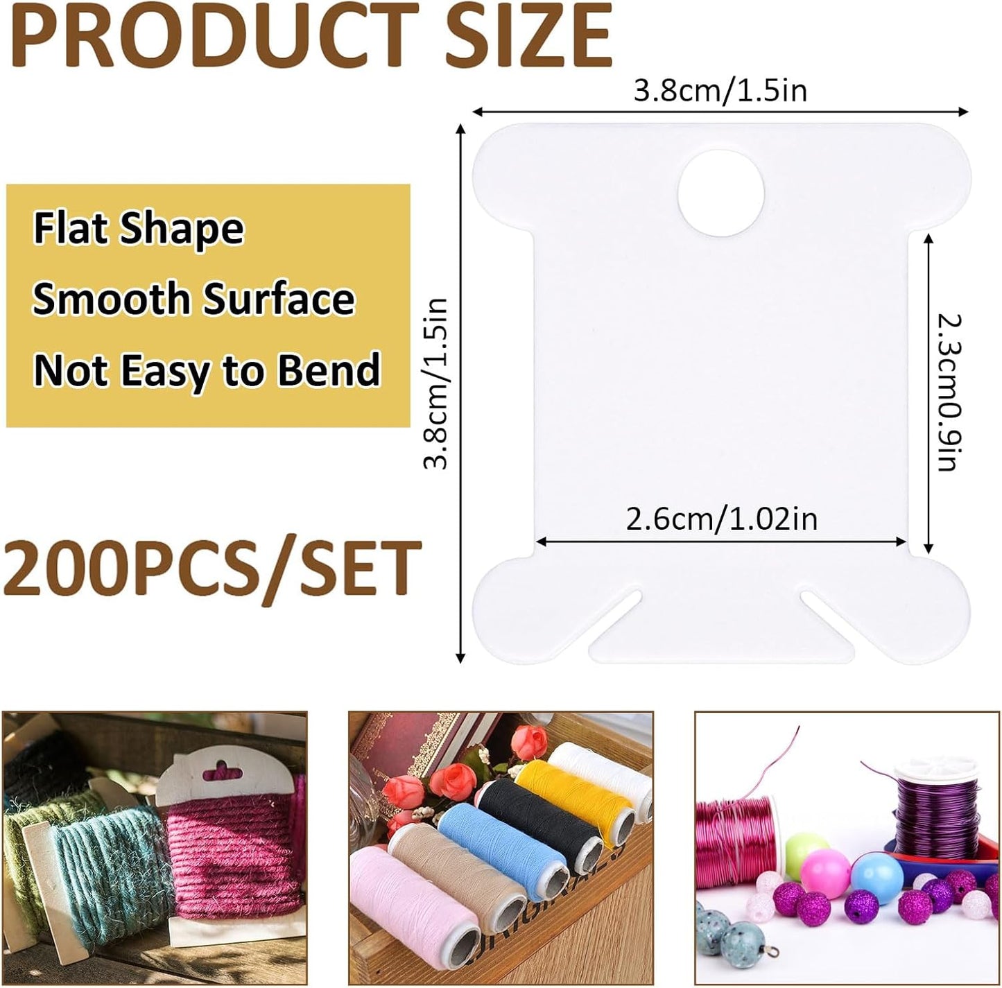 200 PCS Embroidery Floss Bobbins, Plastic Embroidery Floss Organizer, White Sewing Machine Bobbin for Cross Stitch, Thread Holder Sewing Storage for Sewing Thread, Needlework Supplies