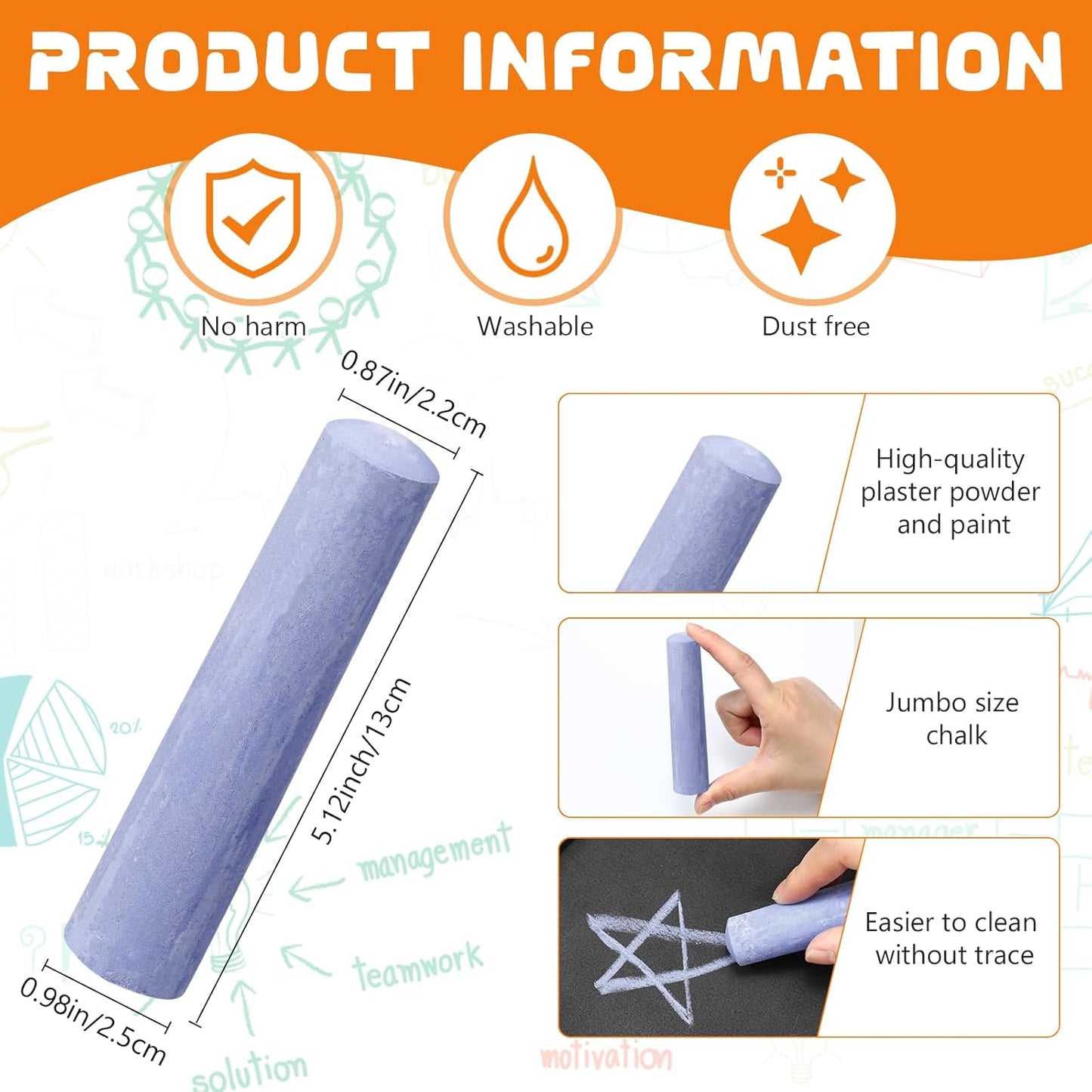 20 Pcs Sidewalk Chalks for Kids Non Toxic Jumbo Chalk for Party Gift Outdoor Art Classroom Play Painting (Lavender)