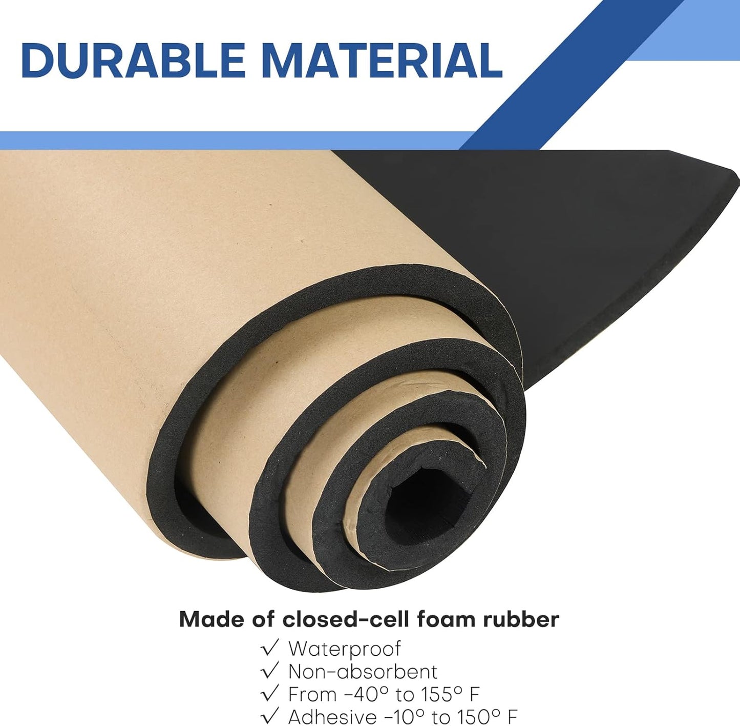 MYFULLY Sponge Neoprene Roll with Adhesive, Waterproof Foam Rubber Sheet Cut to Multiple Dimensions and Lengths for Shock Pad, Gaskets, DIY, Crafts (1/2" Thick x12 Wide x 54" Long)