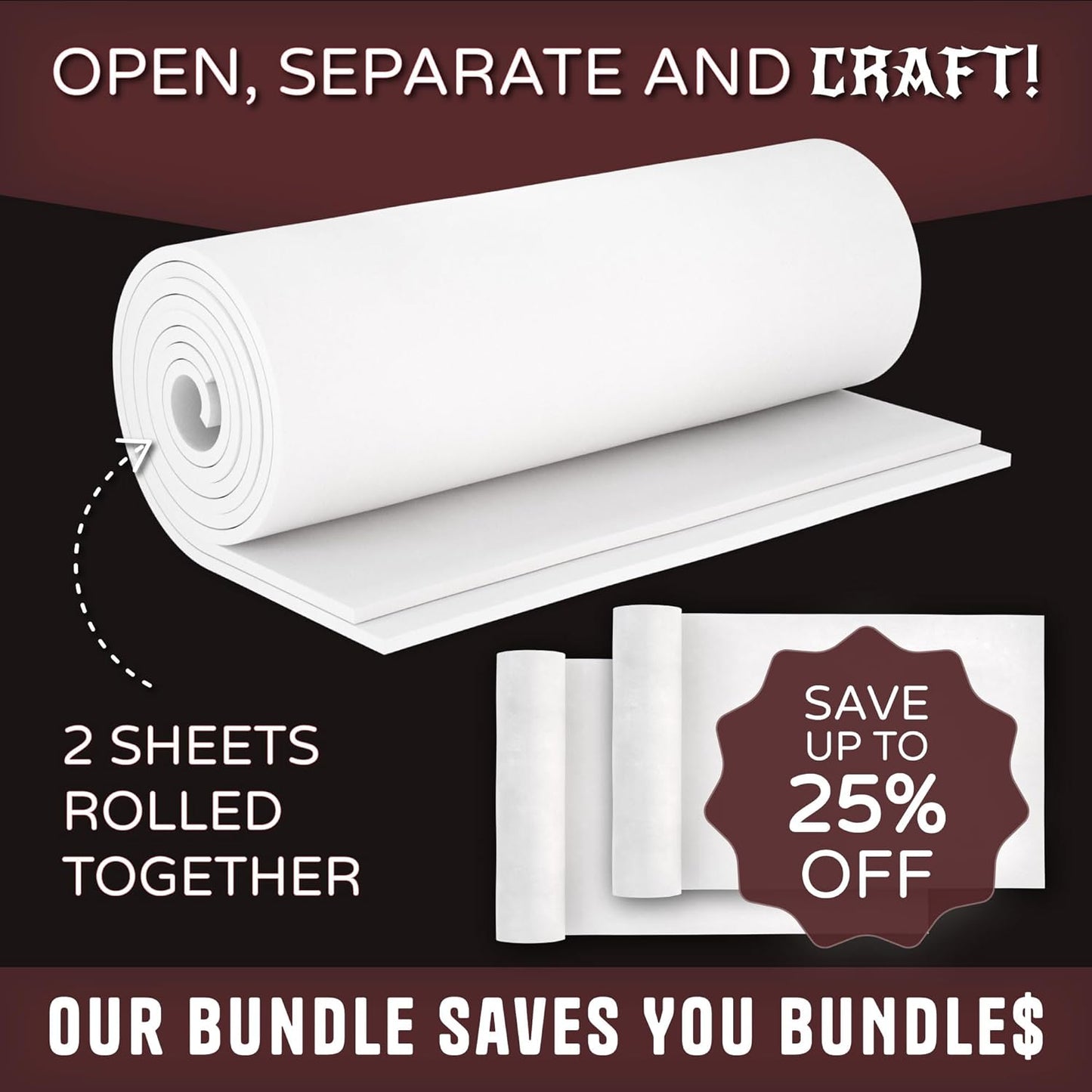 2-Pack EVA Foam Cosplay Bundle - 2 Pack: 1mm Thick (White) 14" x 39" Sheet - Premium Foam Sheets - Ultra High Density Craft Foam 85 kg/m3 - by The Foamory