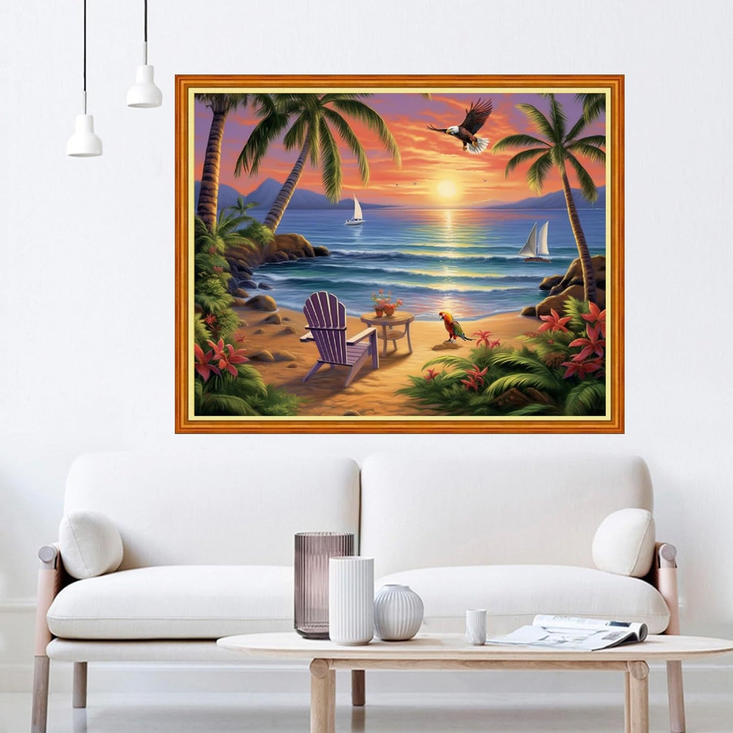 Dooxvey Cross Stitch Kit for Adult Beginners - Full Range of Stamped Kits, 11CT Patterns - 'Rest by The Seaside' 16x20 inch