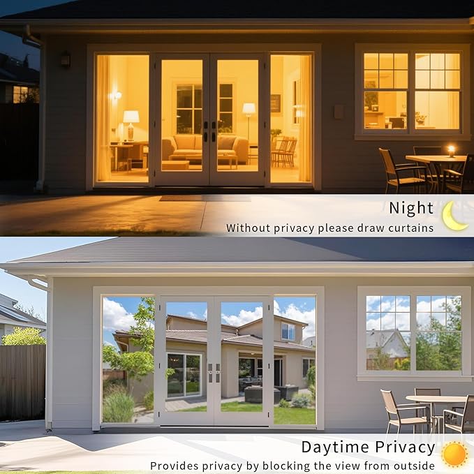 Window Privacy Film One Way Daytime Mirror Tint Treatments UV Heat Control Vinyl Stickers Sun Block Glass Paper Door Covering Reflective (Silver, 45.6 Inch x 14.4 Feet)