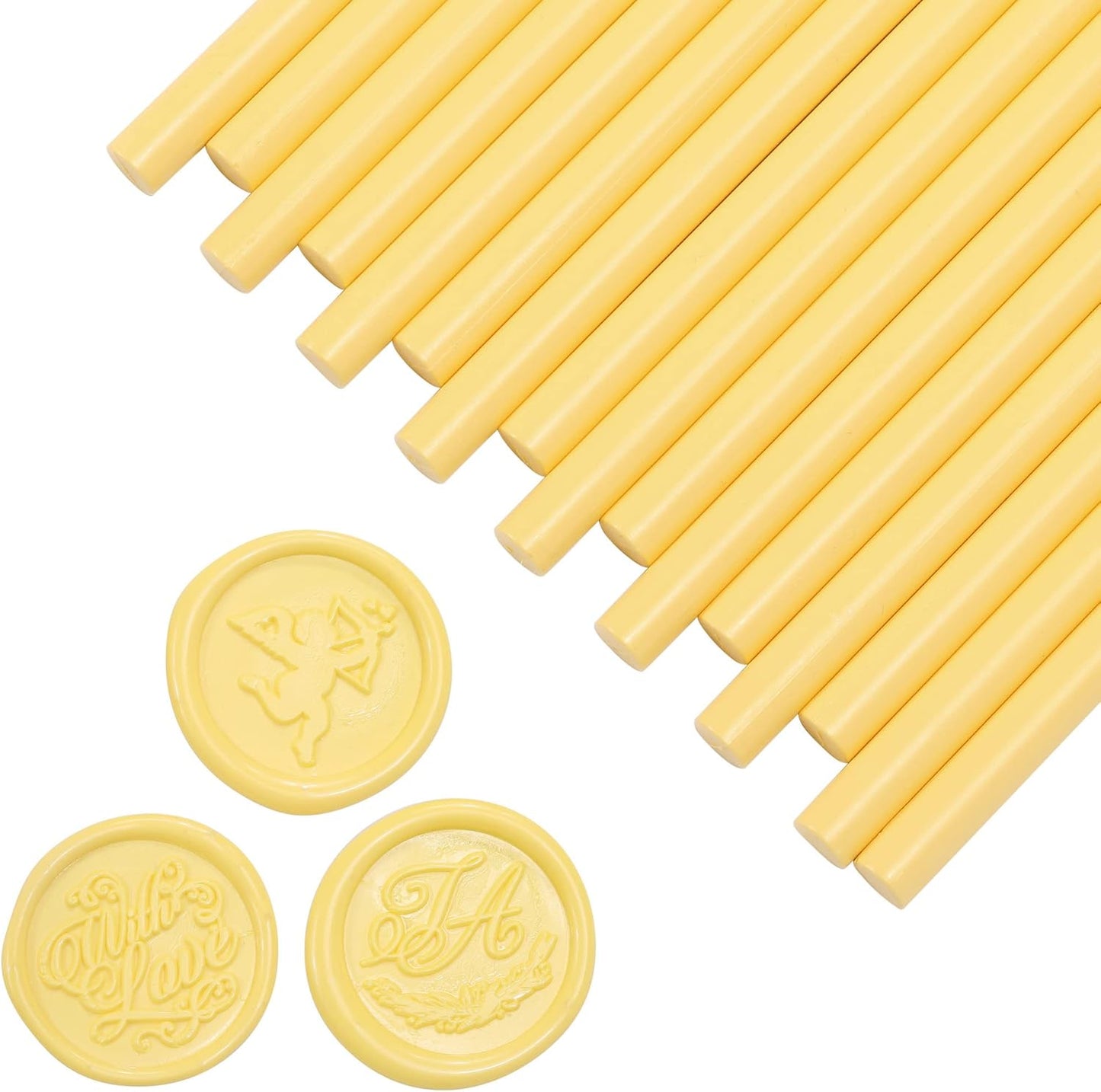 Yoption 15 Pieces Light Yellow Glue Gun Sealing Wax Sticks for Wax Seal Stamp, Great for Wedding Invitations, Envelopes, Cards, Christmas Gift Ideas, Wine Packages (Light Yellow)