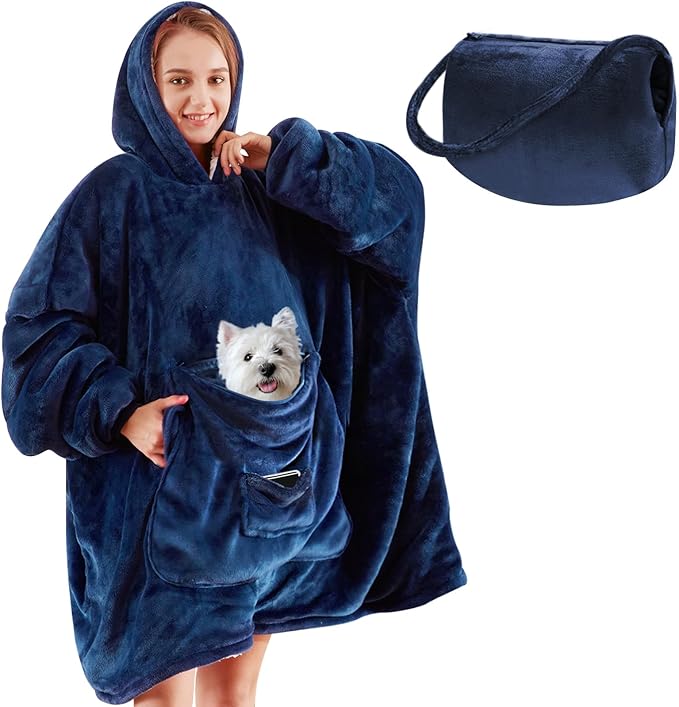 yescool Wearable Blanket Hoodie, Flannel Sherpa Fleece Blanket Sweatshirt for Adults Women Men,One Size Fits All